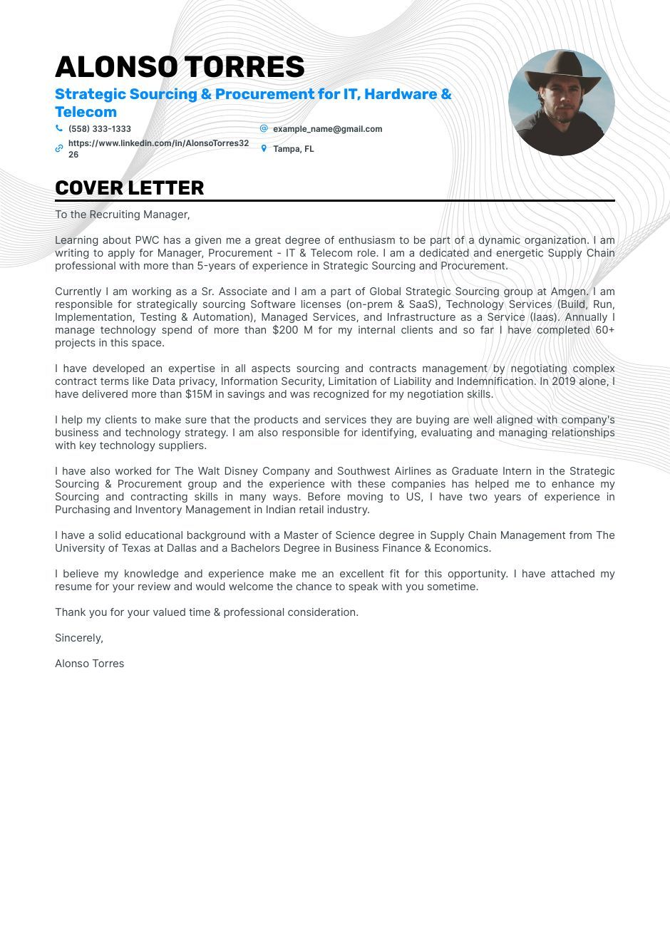 procurement manager cover letter examples