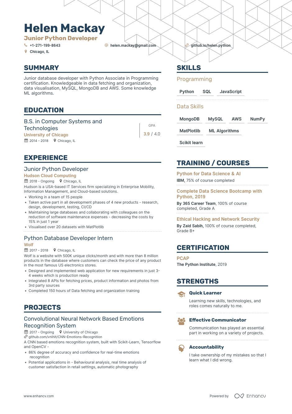 Professional Python Developer Resume Examples & Guide for 2023 (Layout ...