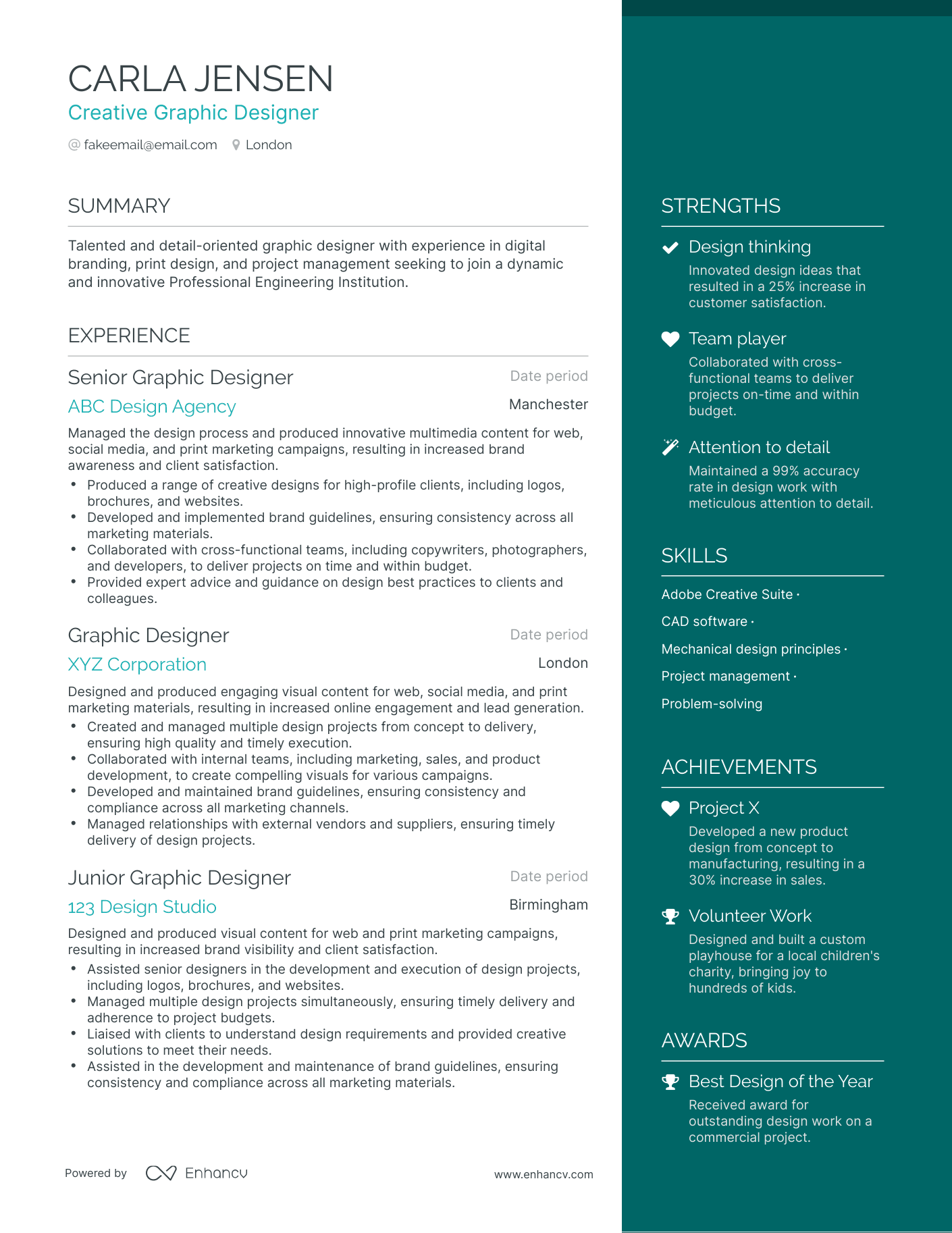 One Page Mechanical Designer Resume Template
