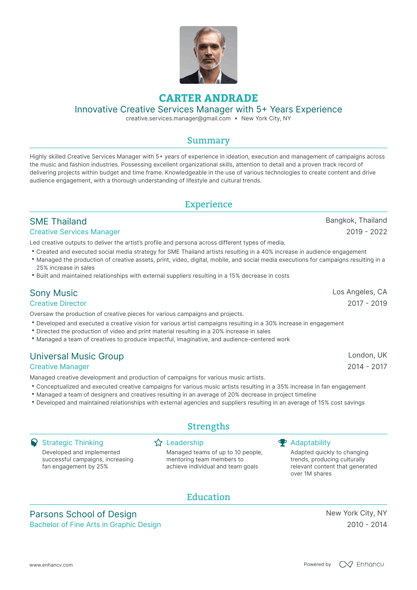 Traditional Creative Services Manager Resume Template