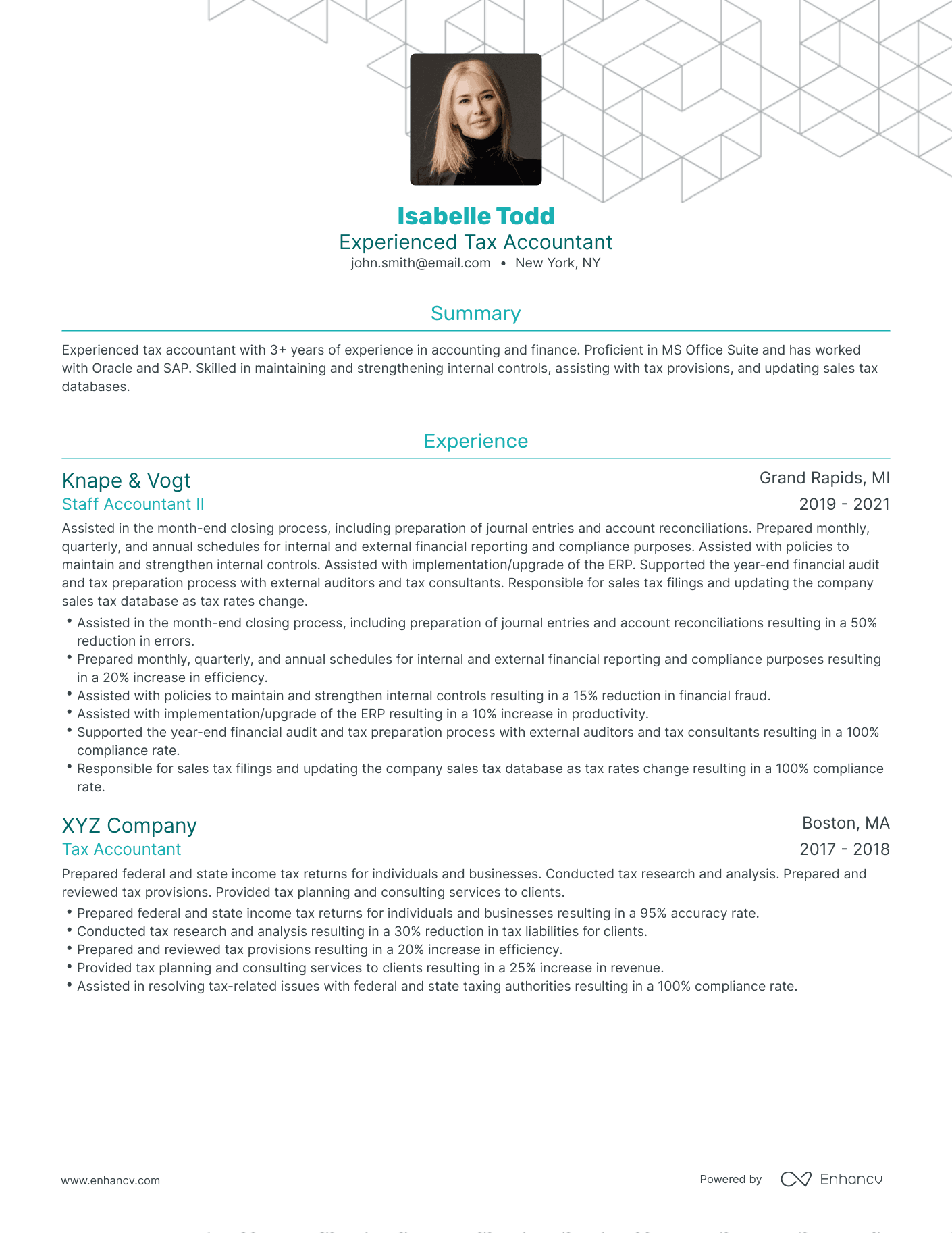 Traditional Tax Accountant Resume Template