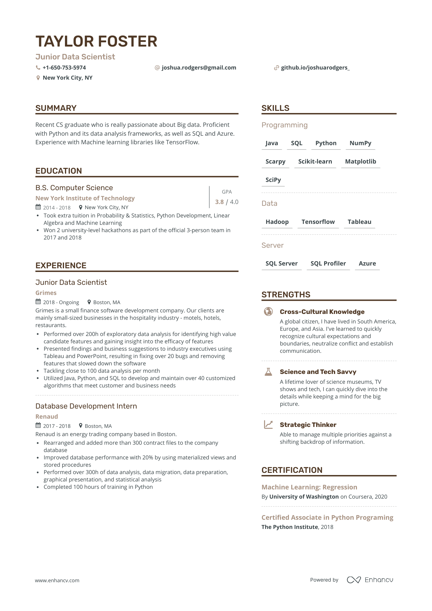 Simple Computer Science Resume Template