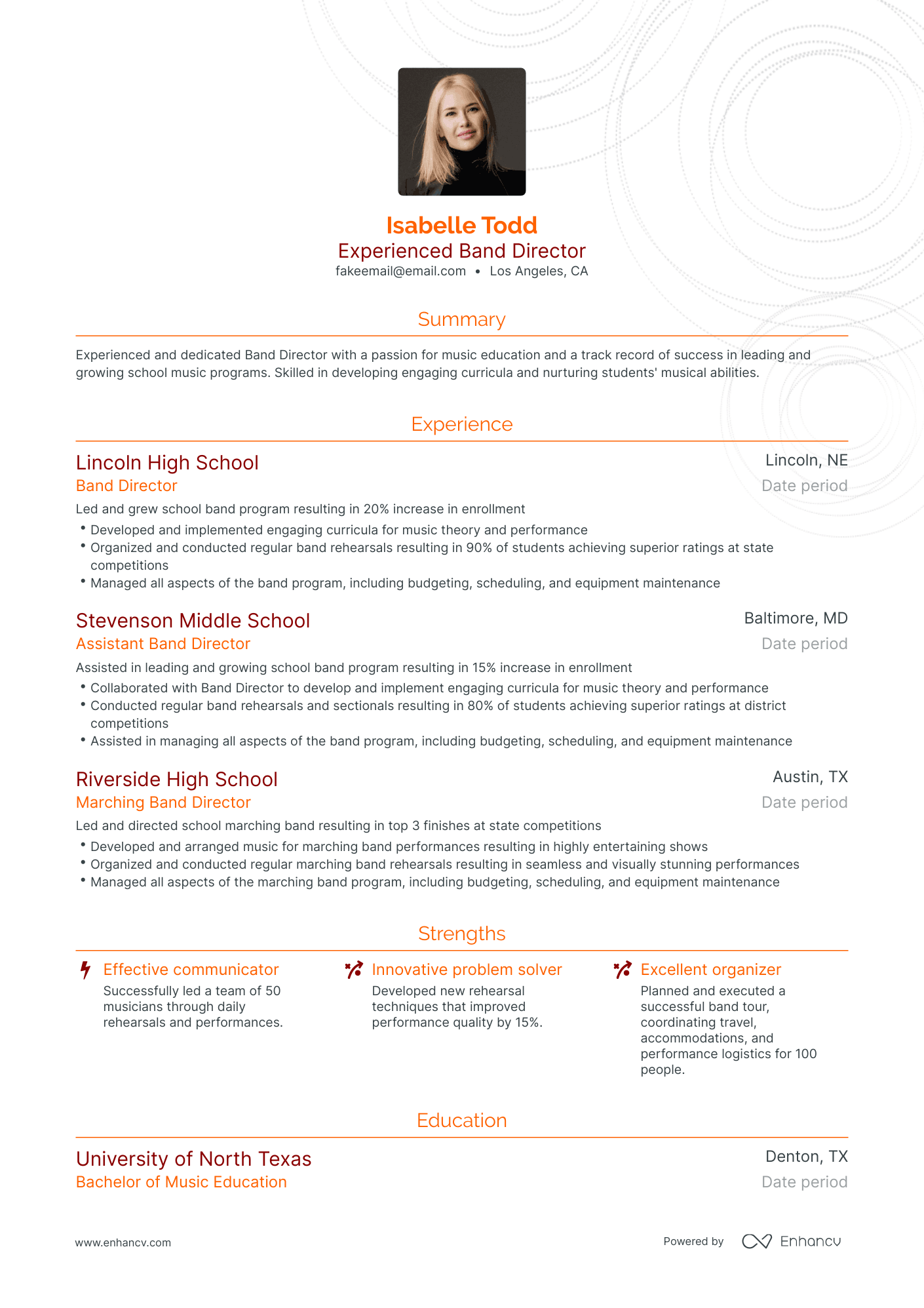 Traditional Band Director Resume Template
