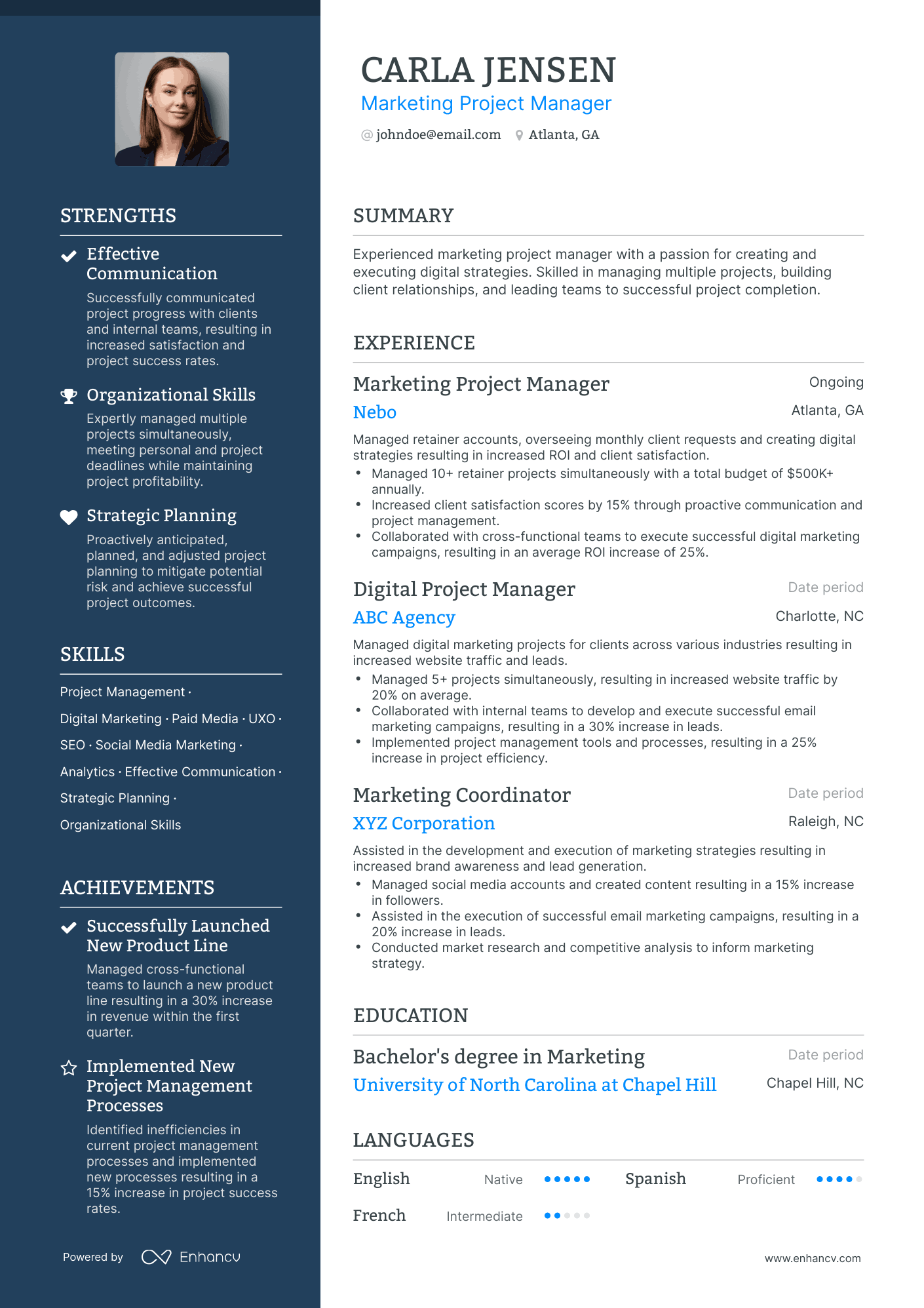 Polished Marketing Project Manager Resume Template
