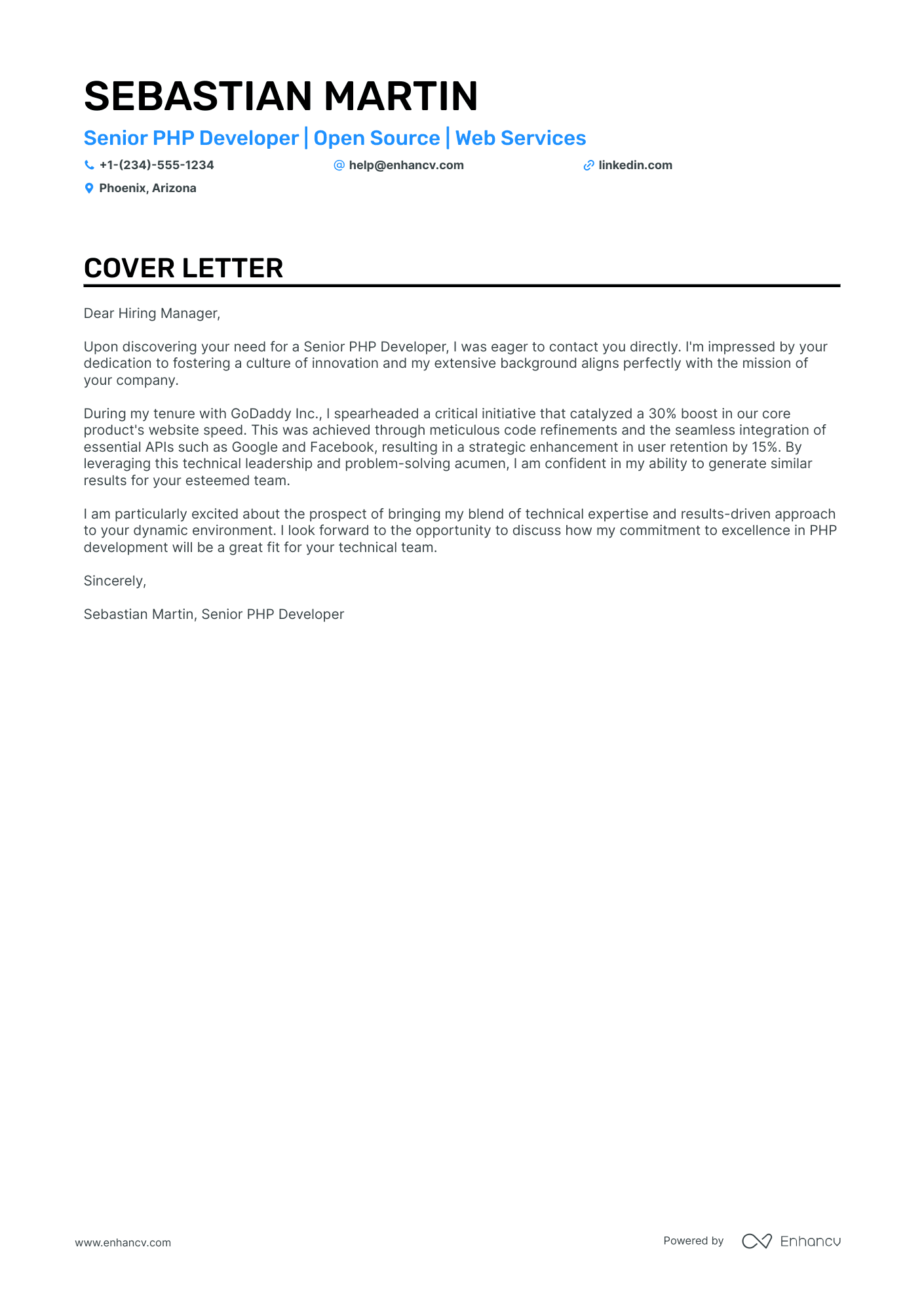 cover letter web developer internship