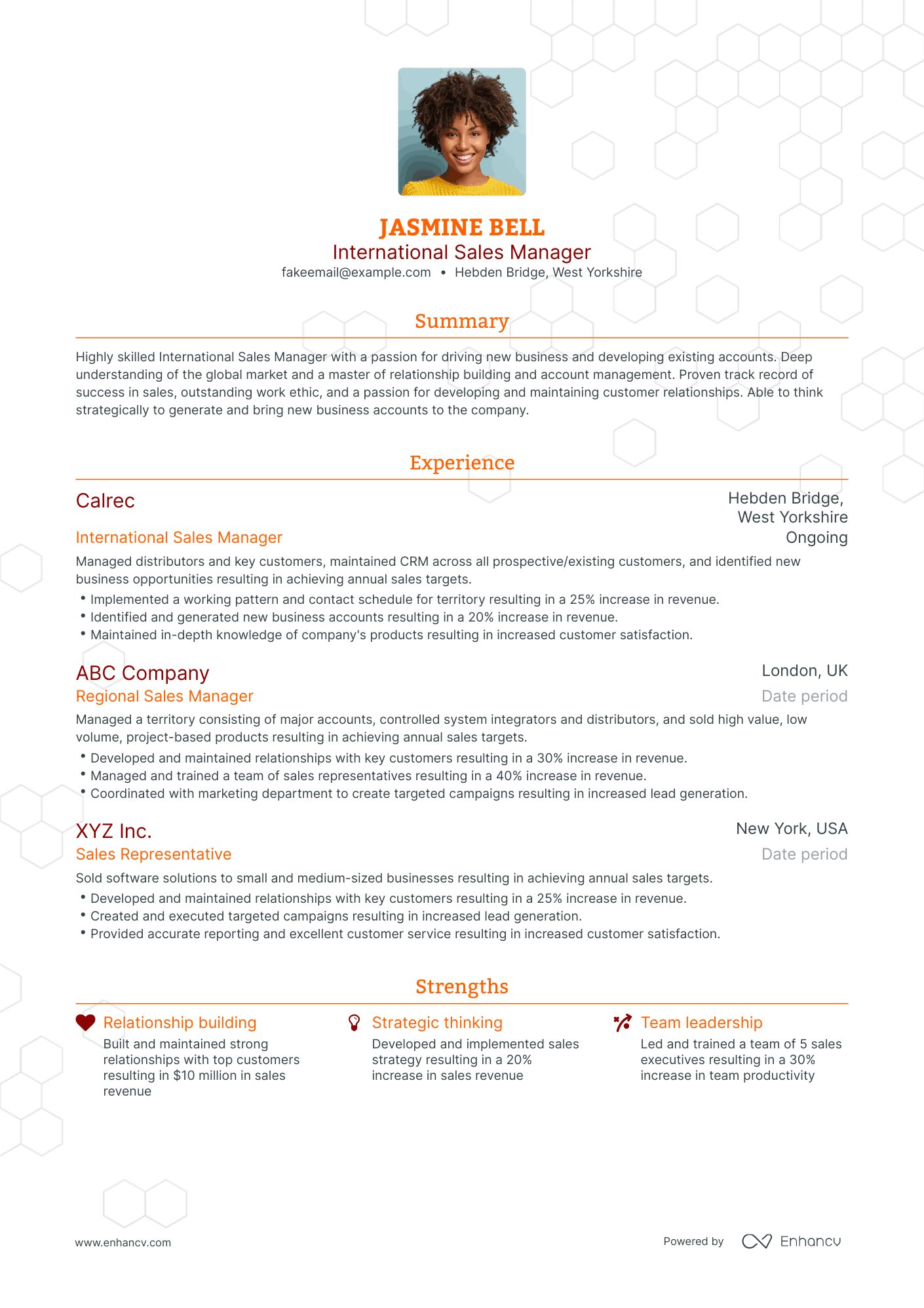Traditional International Sales Manager Resume Template