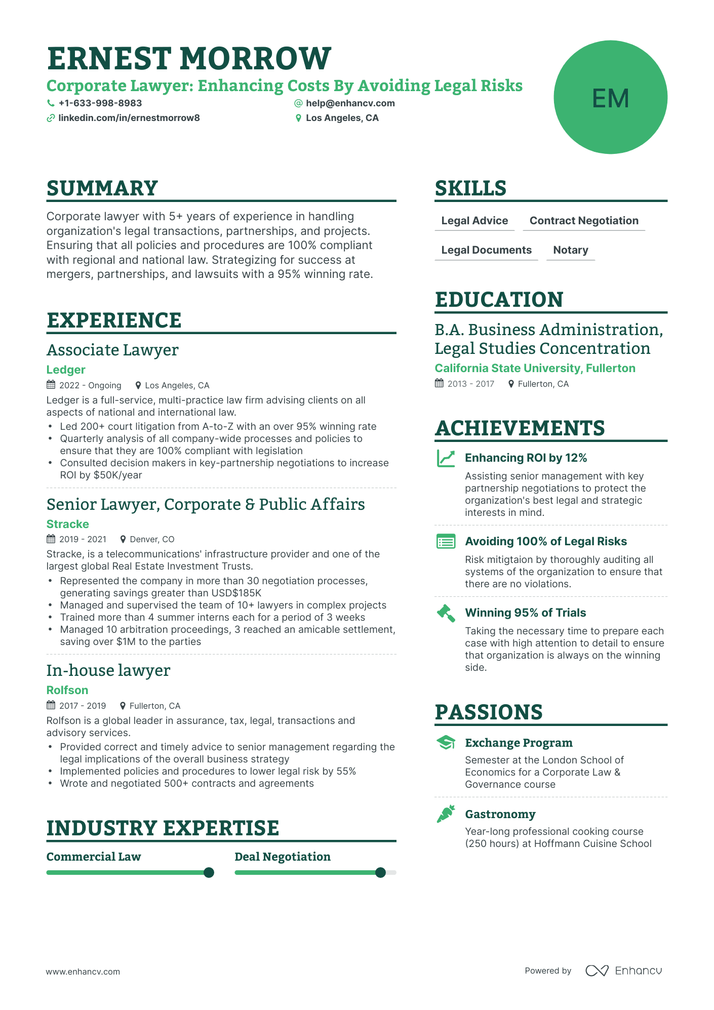 Simple Corporate Lawyer Resume Template