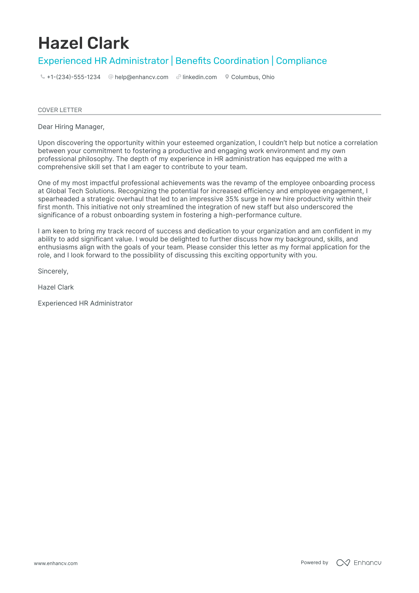 cover letter sample for an administrative assistant