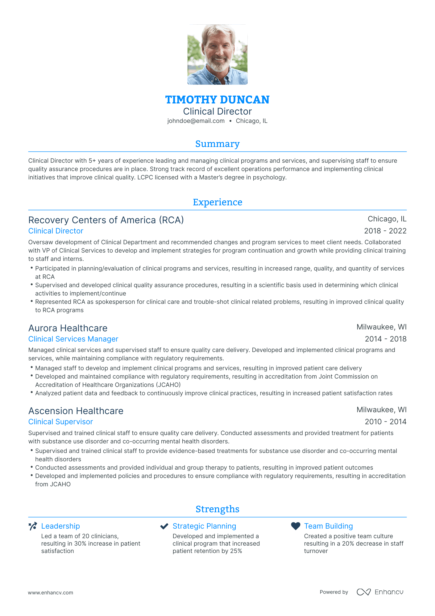 Traditional Clinical Director Resume Template