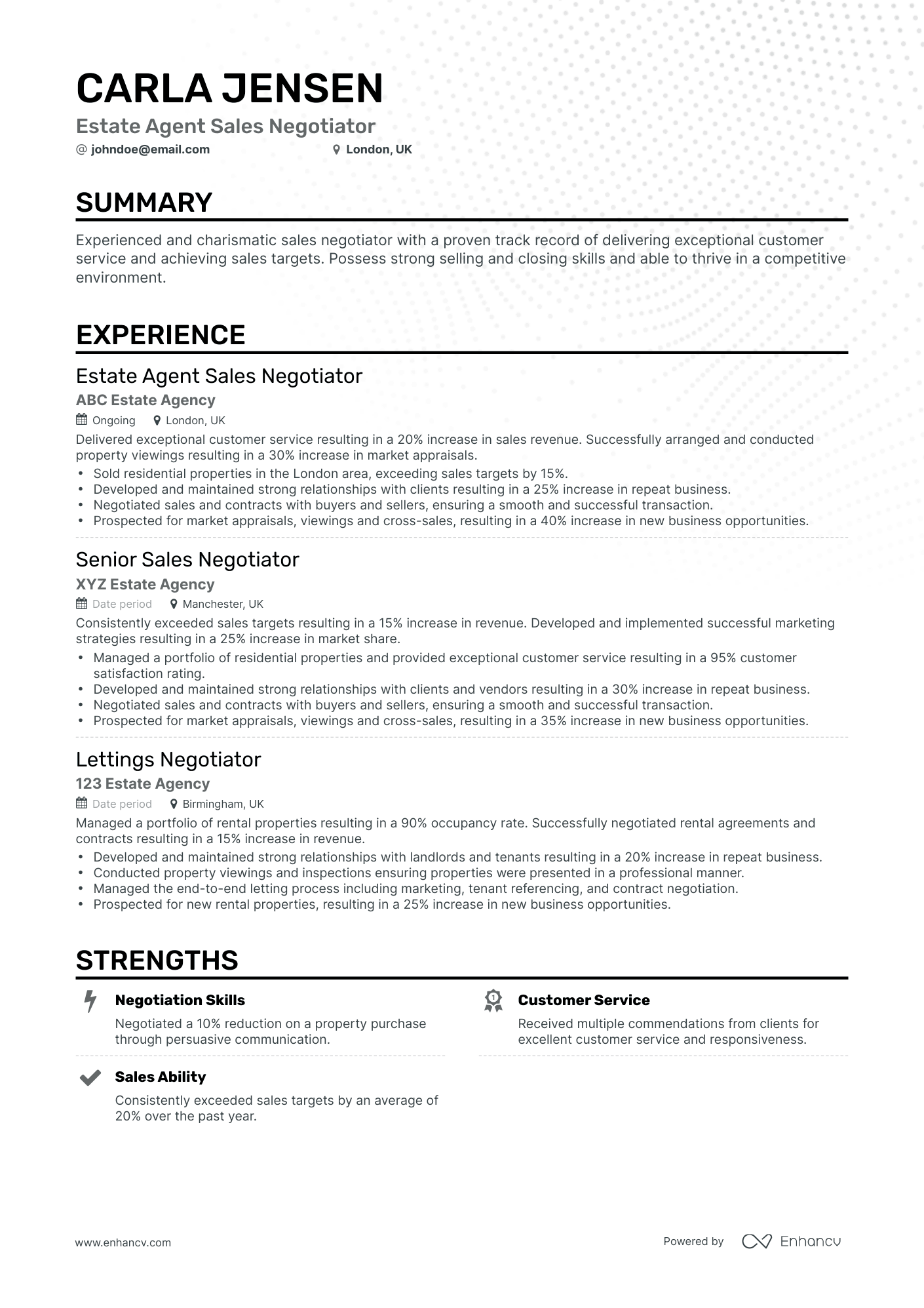 Classic Sales Agent Resume Template