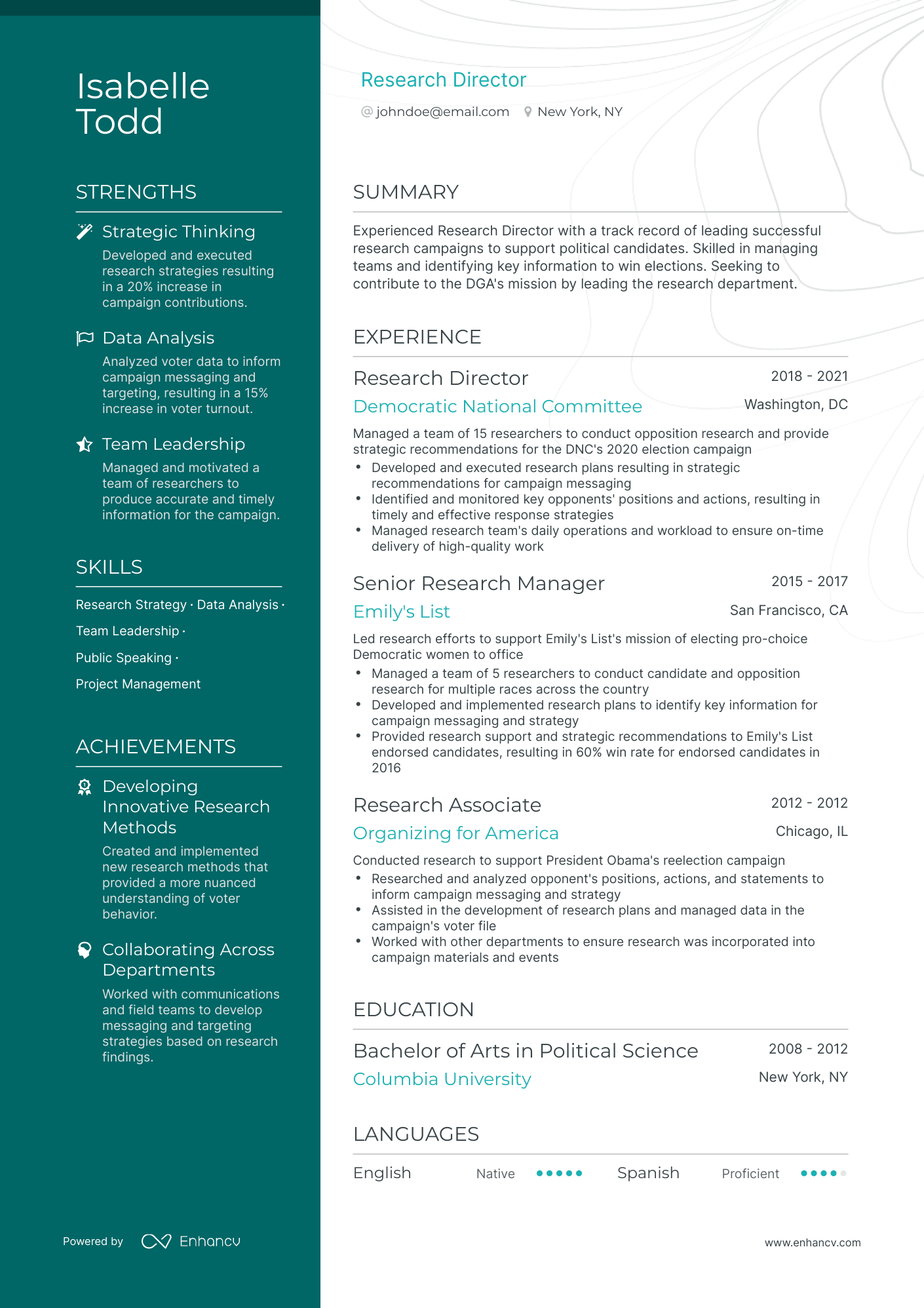 Polished Research Director Resume Template
