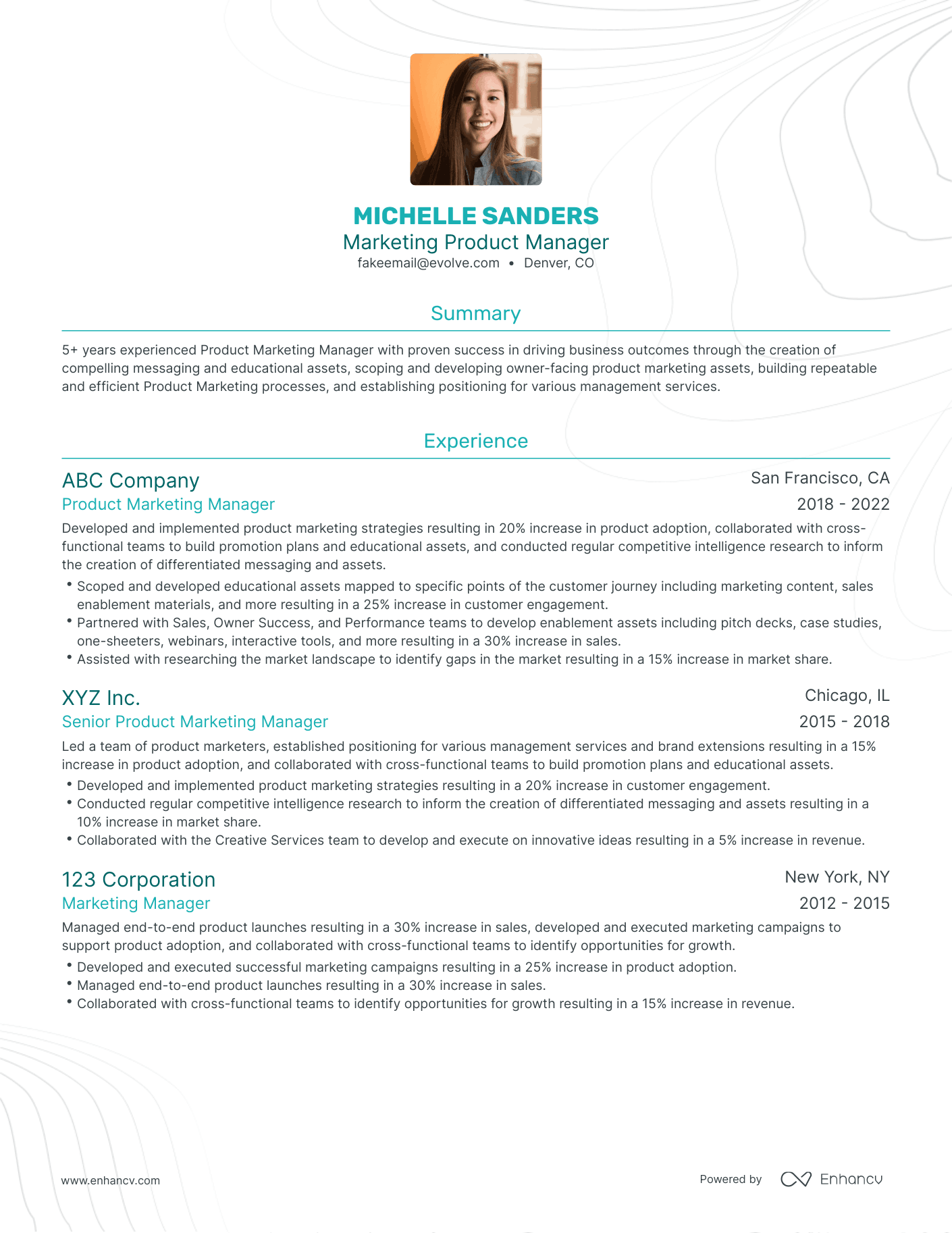 Traditional Marketing Product Manager Resume Template