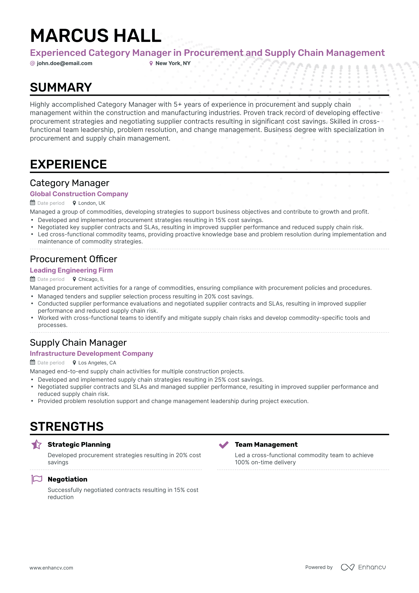 Classic Commodity Manager Resume Template