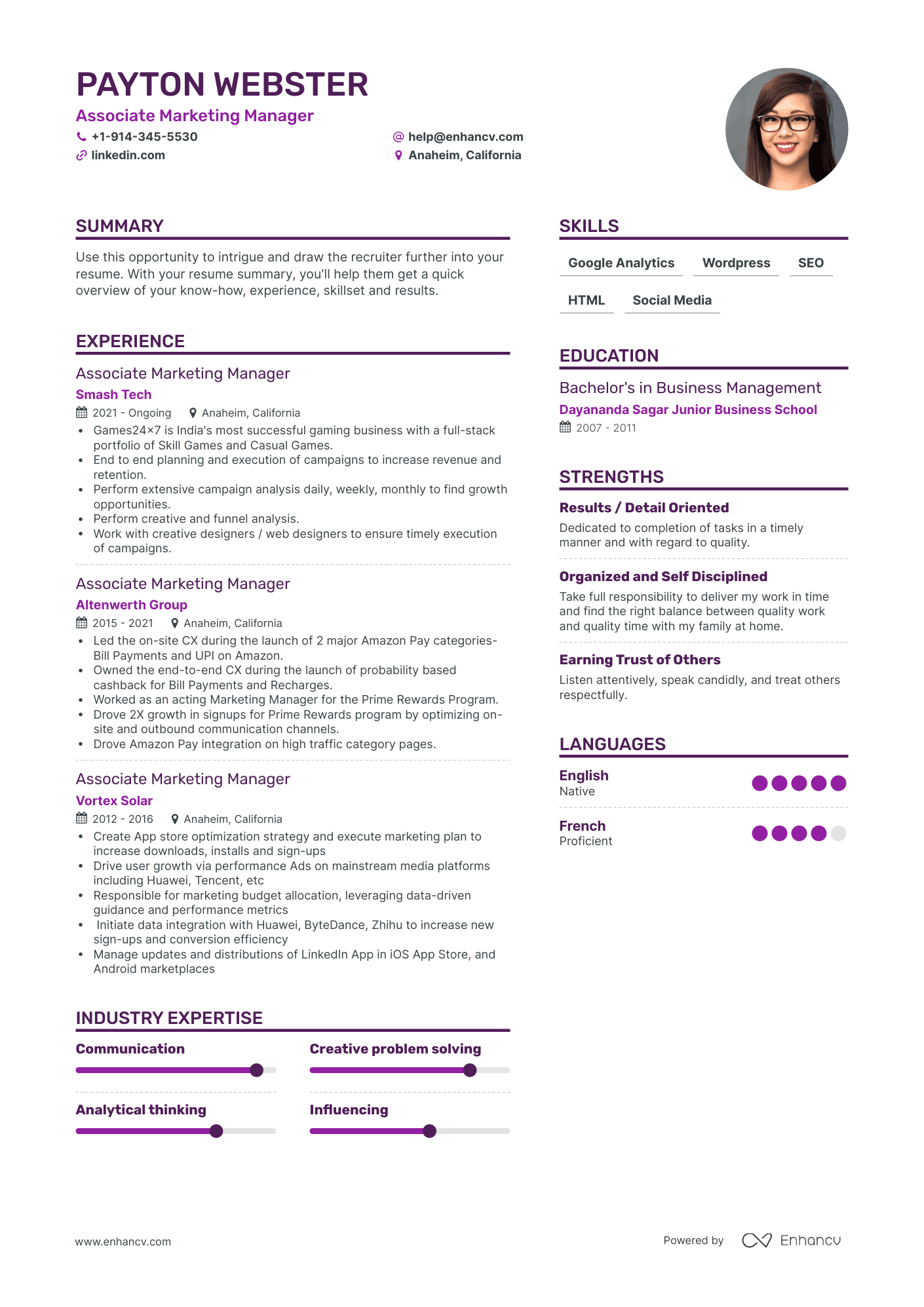 Simple Associate Marketing Manager Resume Template