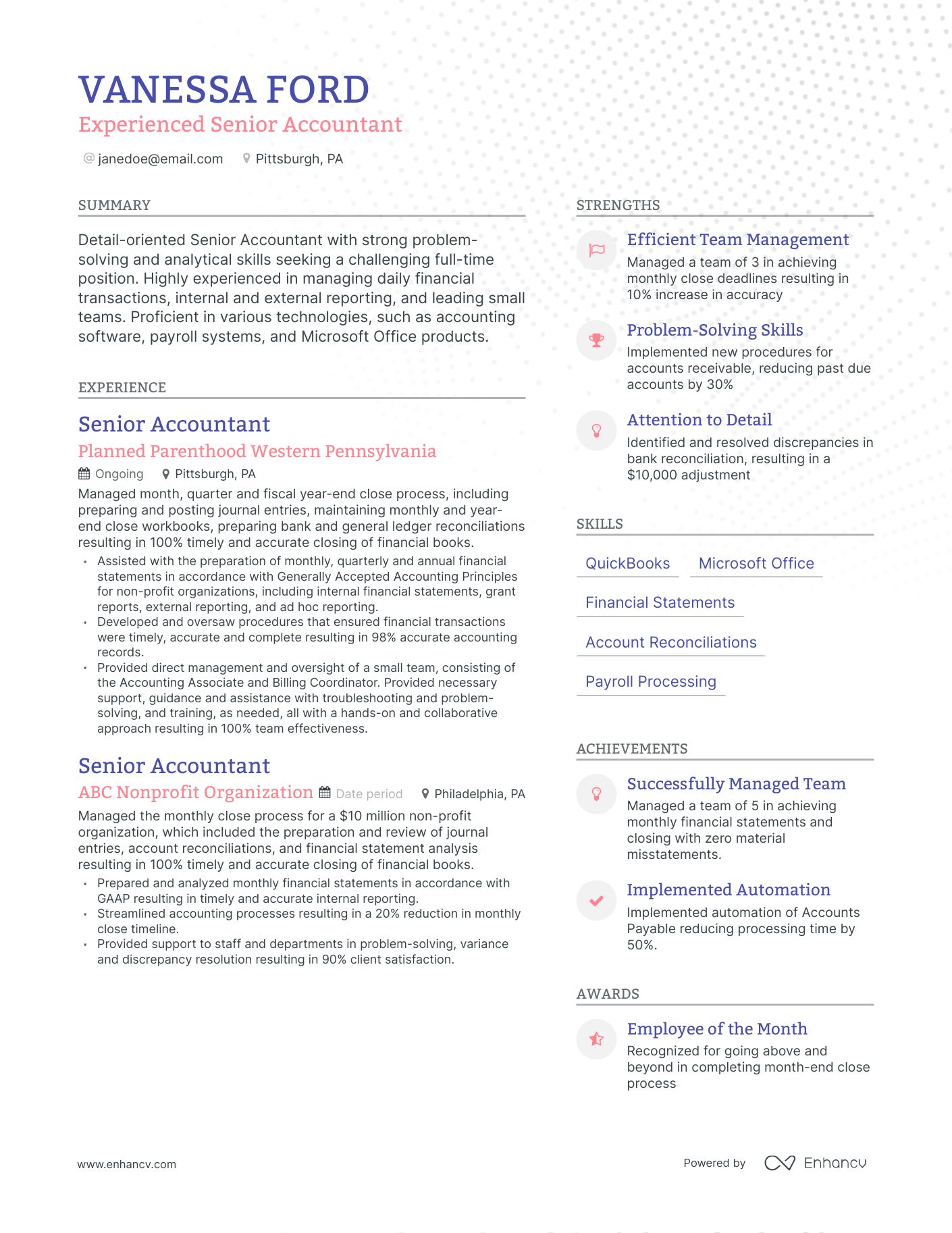 Modern Full Cycle Accounting Resume Template