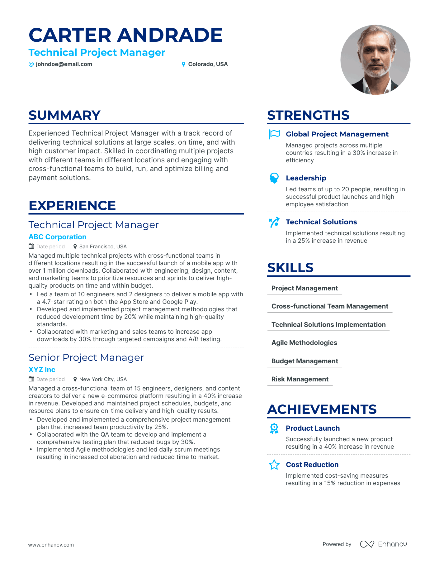 Simple Technical Project Manager Resume Template