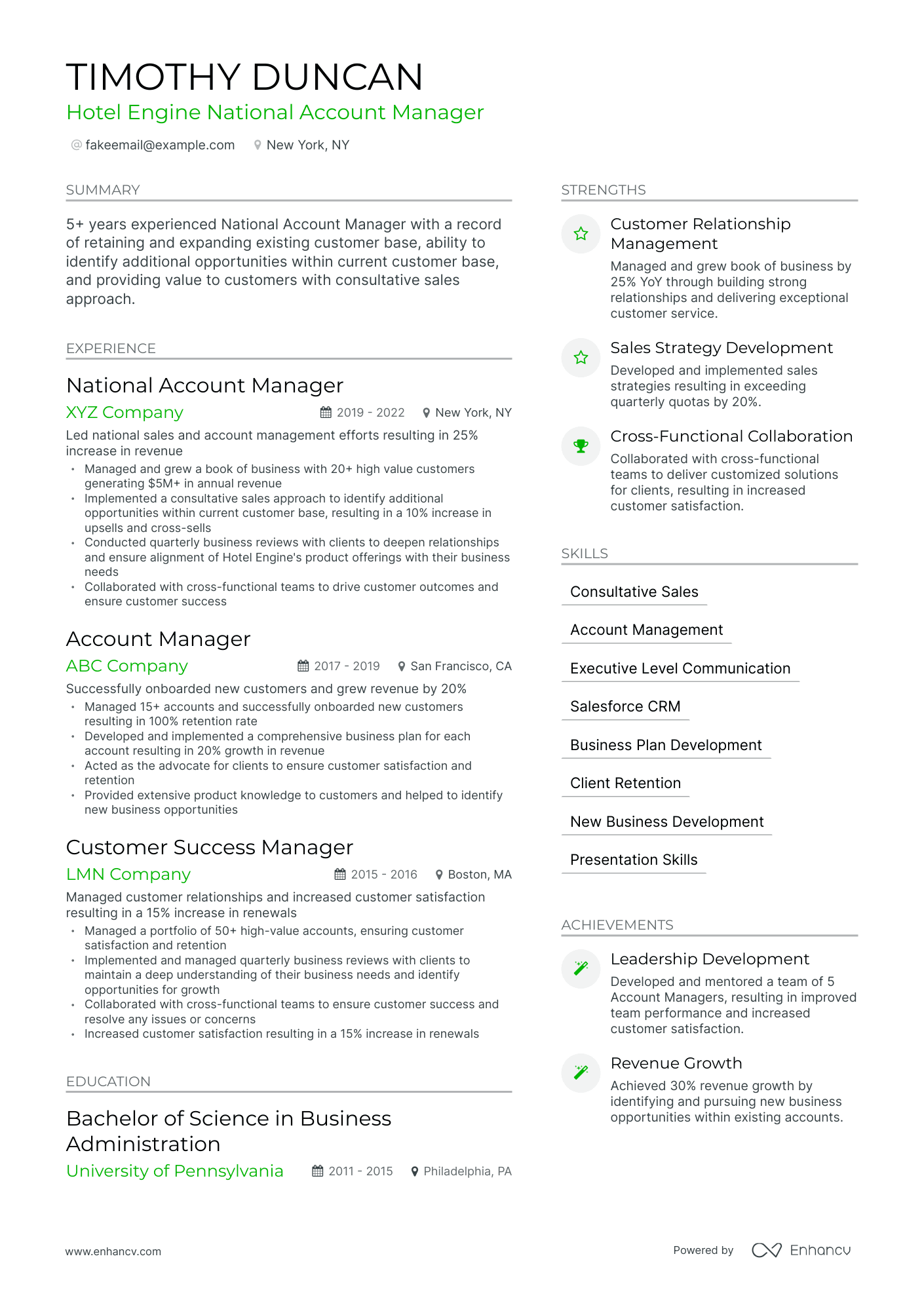 Modern National Account Manager Resume Template