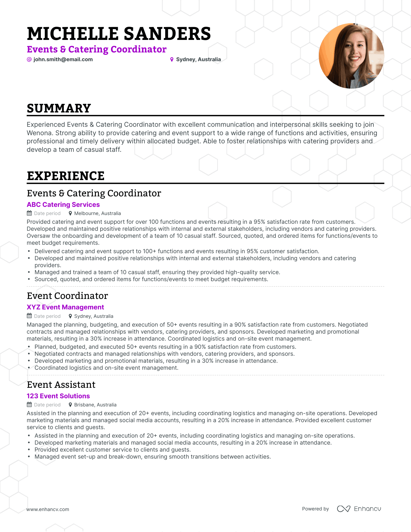 Classic Catering Resume Template