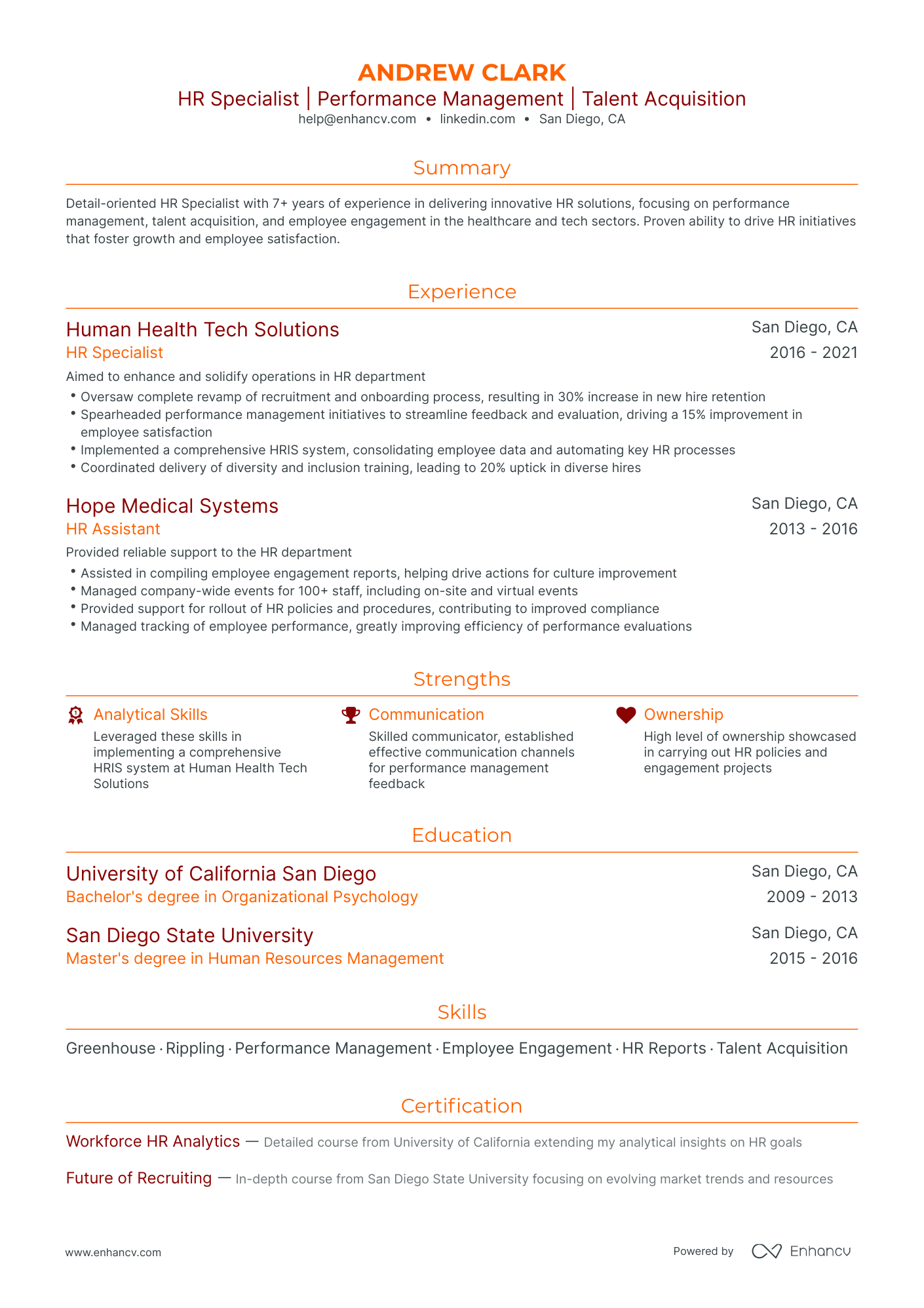 hr internship resume examples