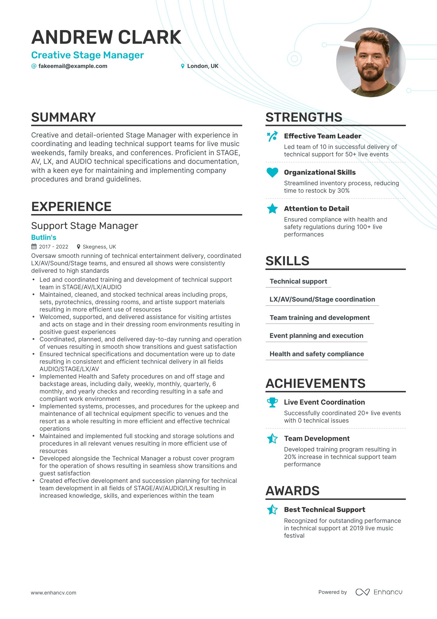Simple Stage Manager Resume Template