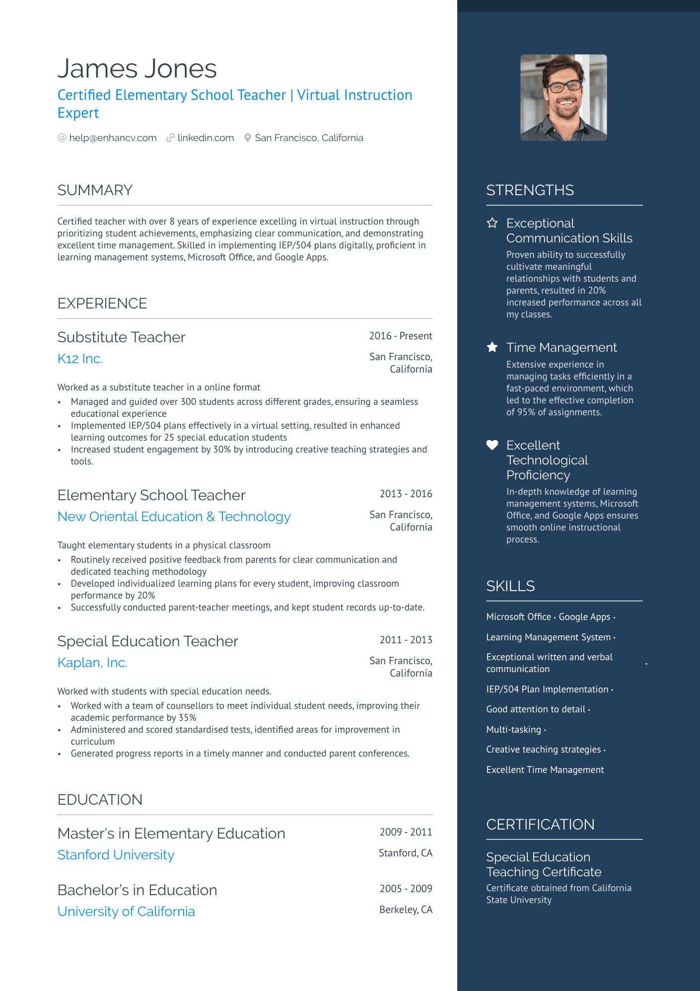 resume templates for elementary school teachers