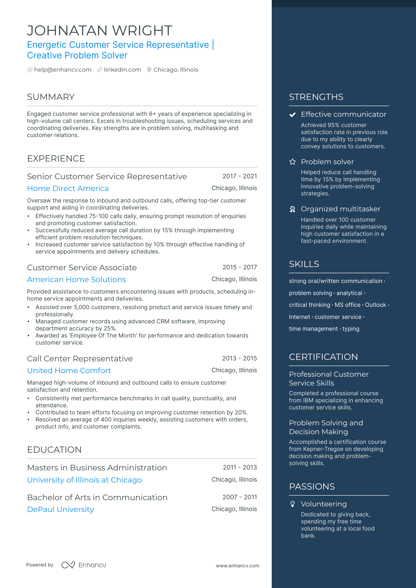resume example for customer service associate