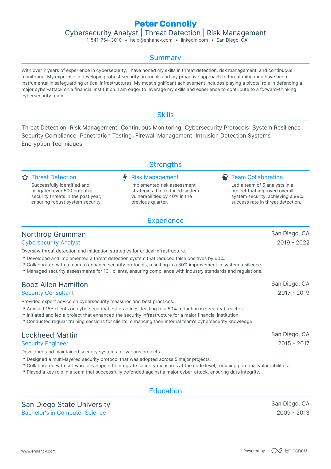 Traditional Cyber Security Analyst Resume Template
