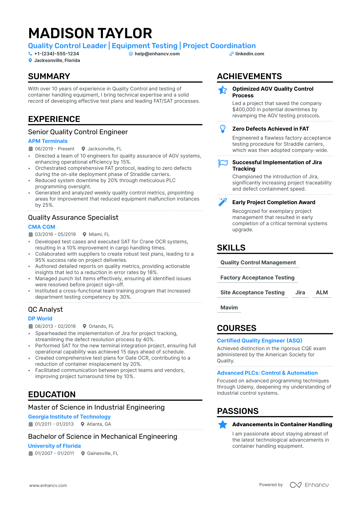 sample resume for quality assurance specialist