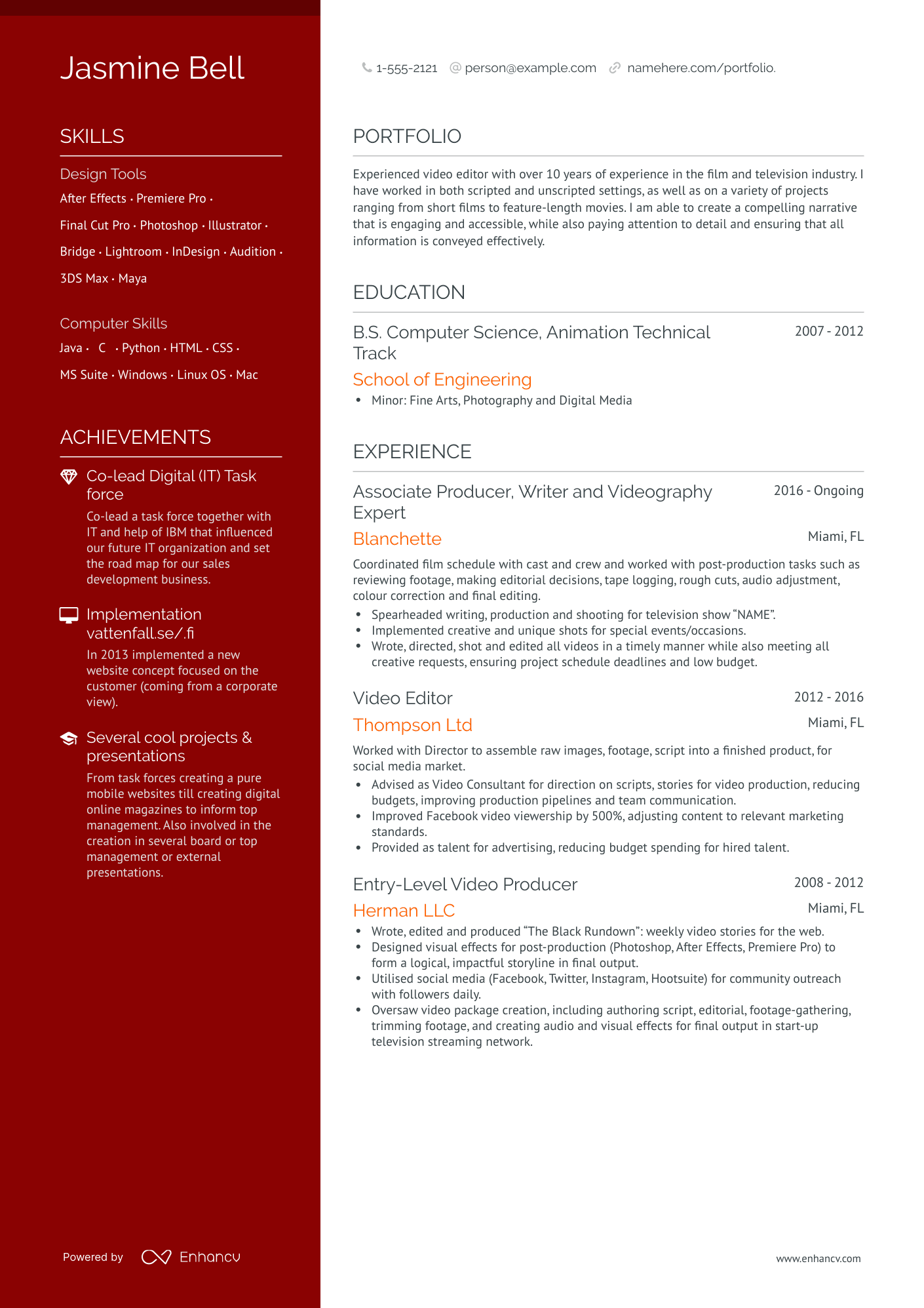 Polished Video Editor Resume Template