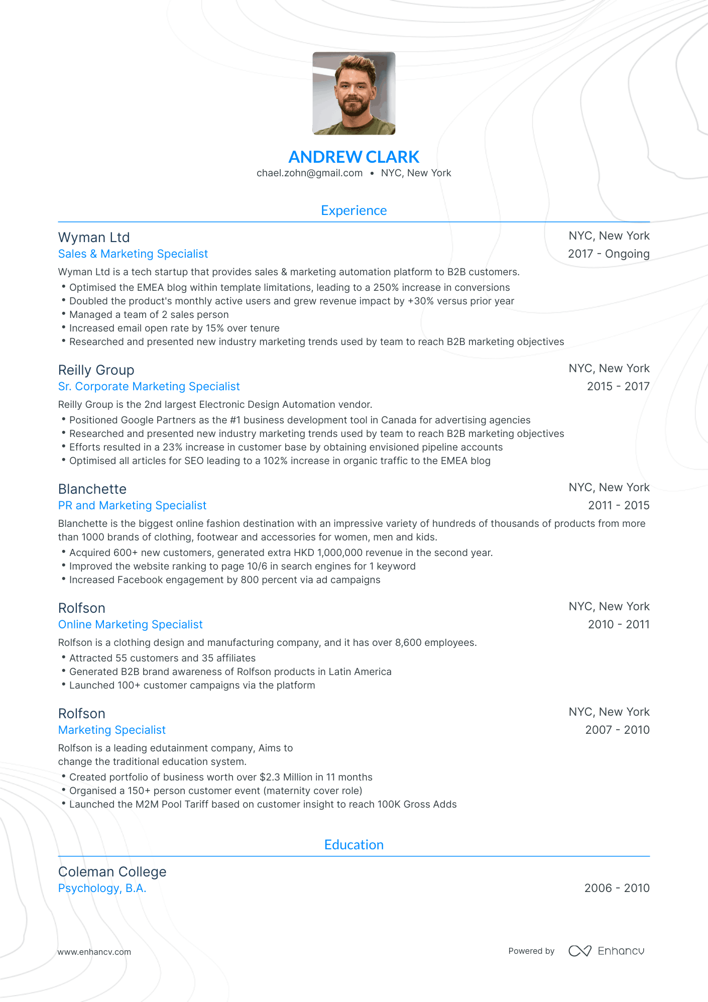 Traditional Marketing Specialist Resume Template