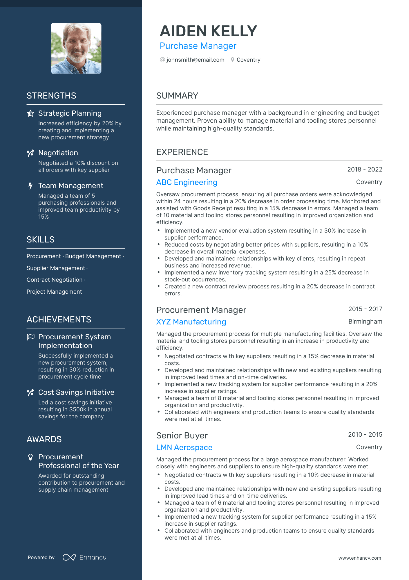 Polished Purchase Manager Resume Template