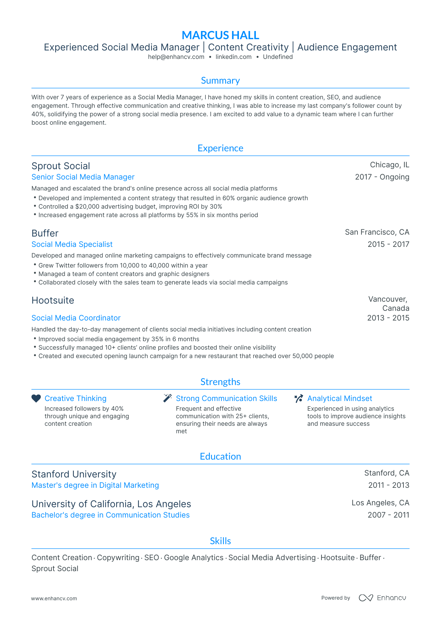 undefined Freelance Social Media Manager Resume Template