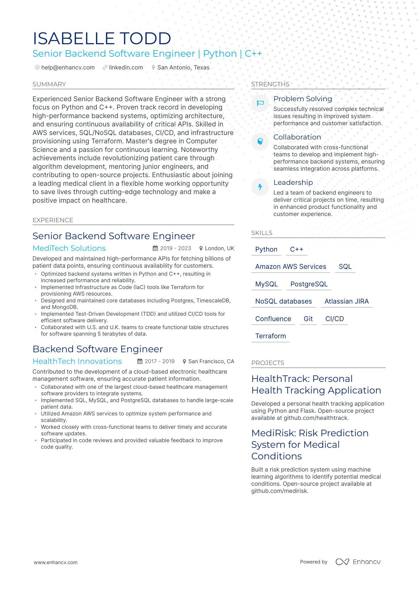 undefined Backend Engineer Resume Template