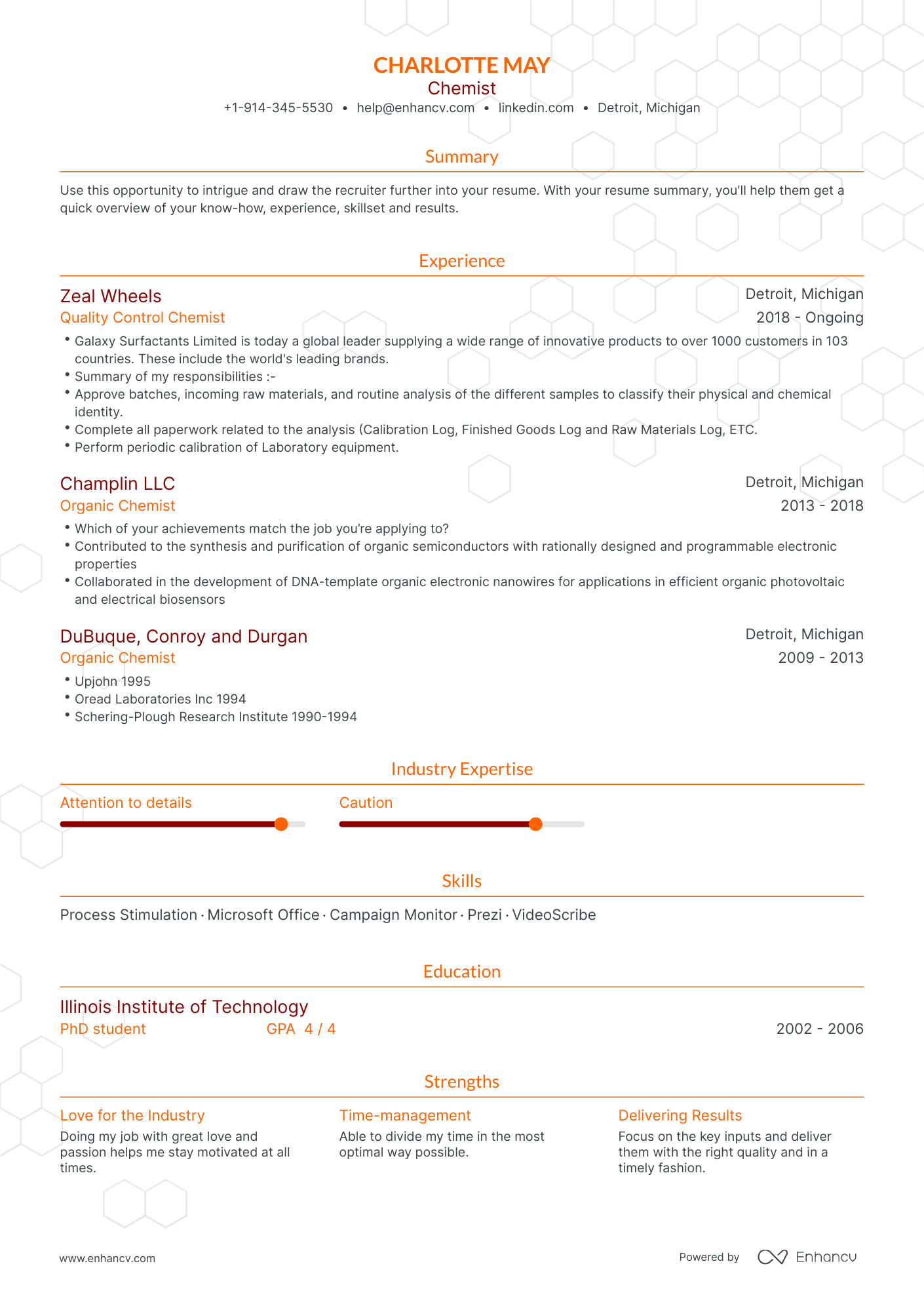 Traditional Chemist Resume Template