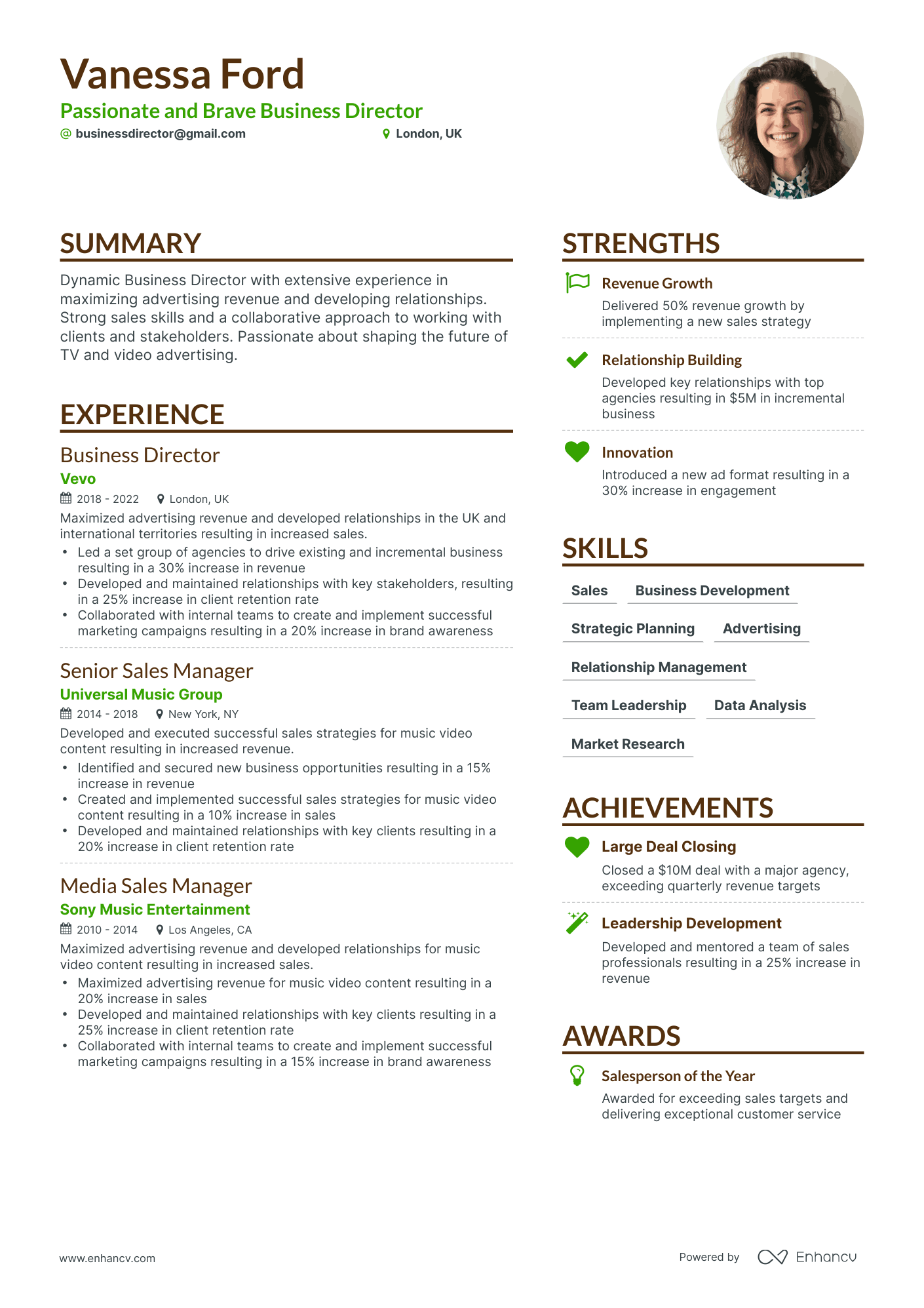 Simple Business Director Resume Template