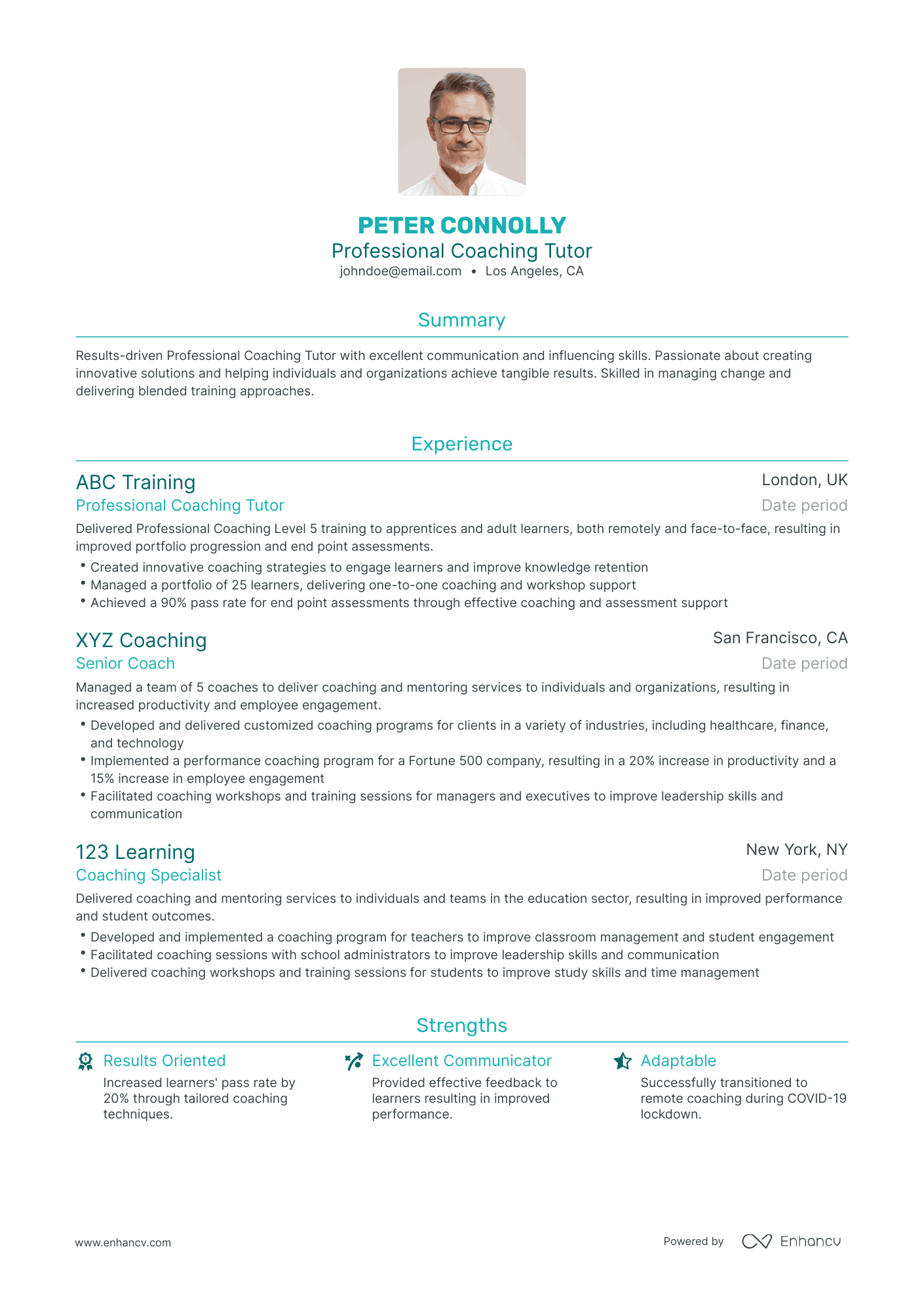 Traditional Coaching Resume Template