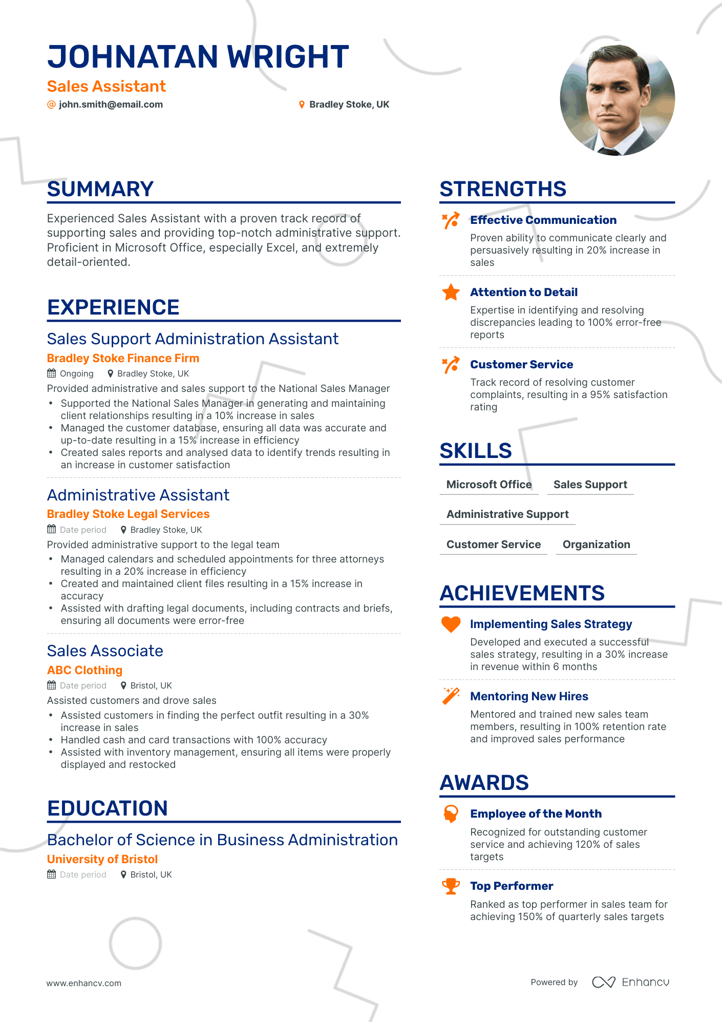 Simple Sales Assistant Resume Template