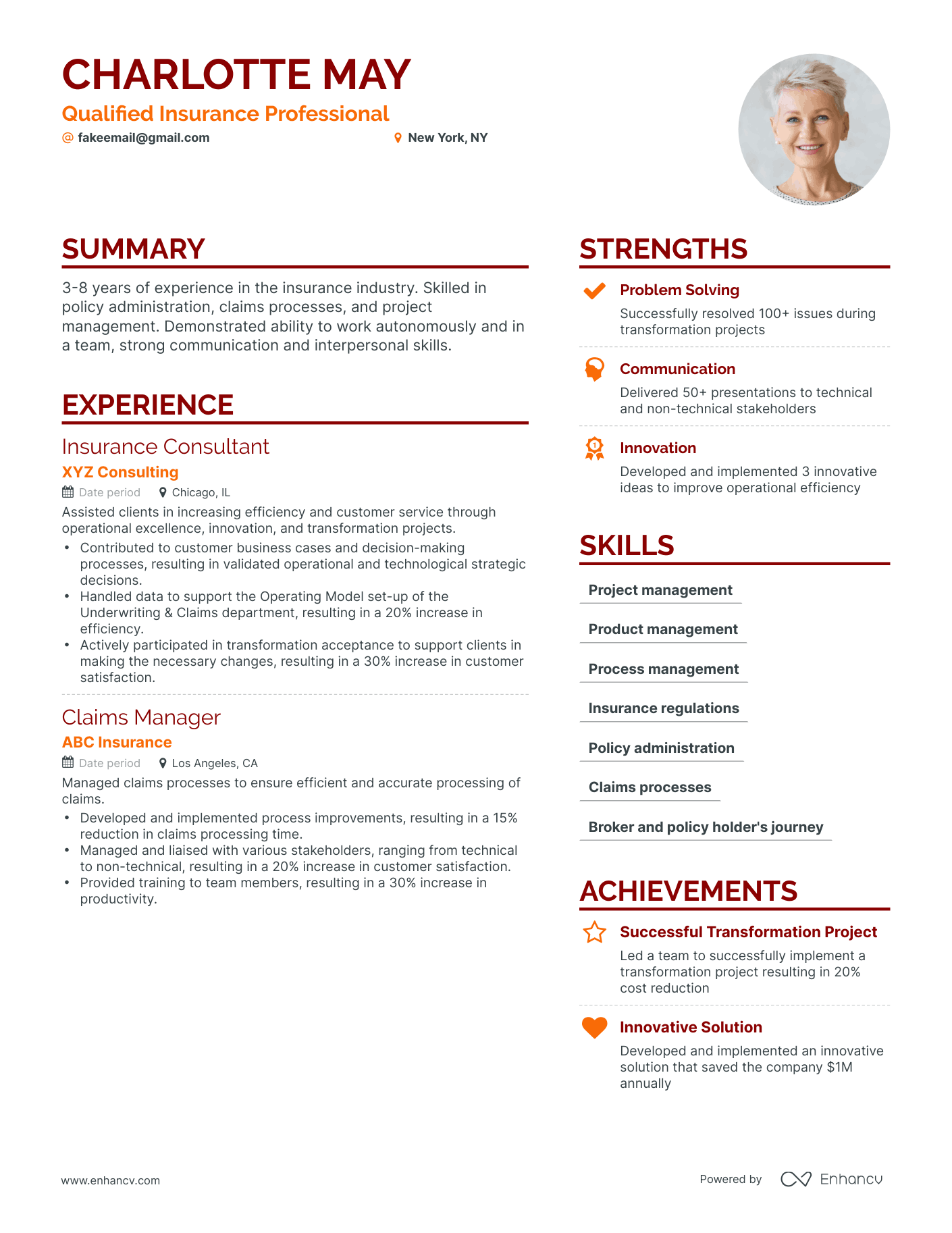 Simple Background Actor Resume Template