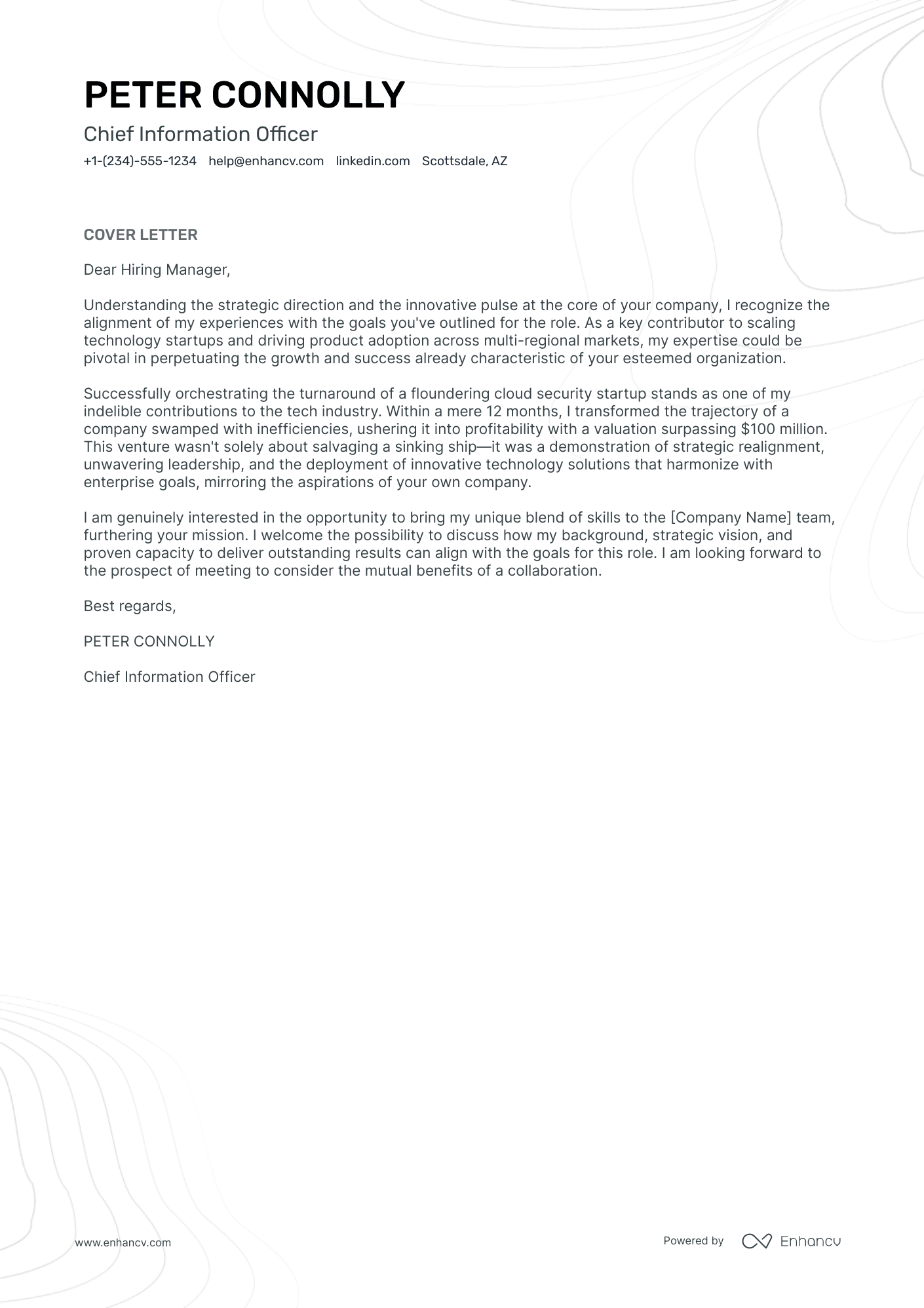 executive level cover letter template