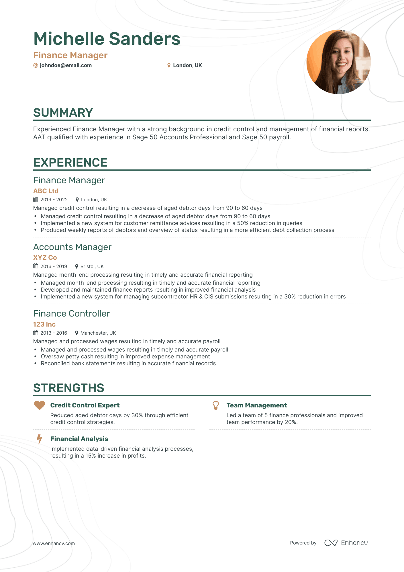 Classic Finance Manager Resume Template