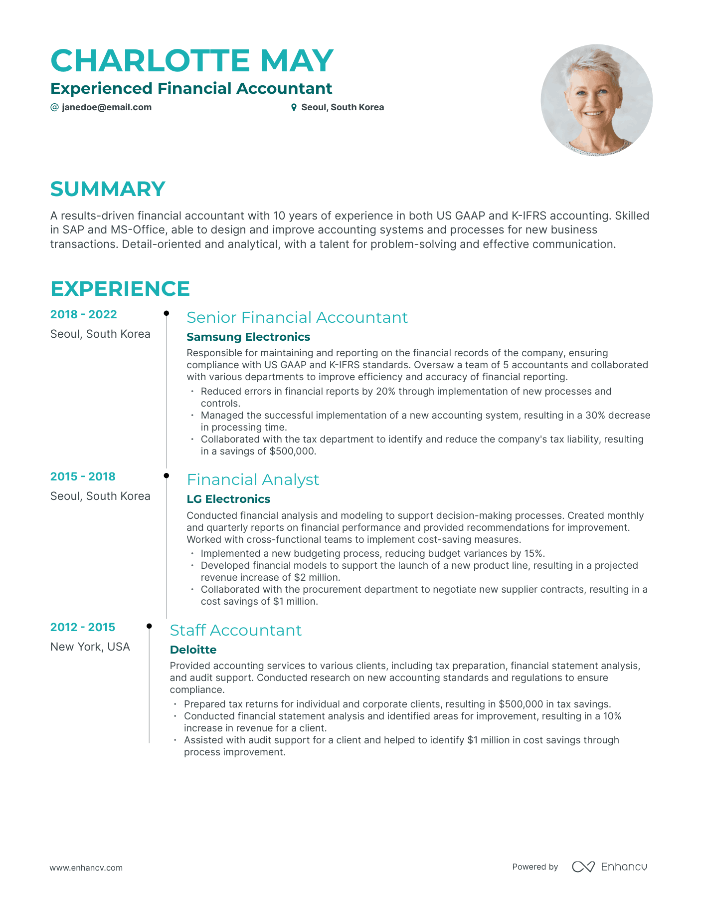 Timeline Financial Accounting Resume Template