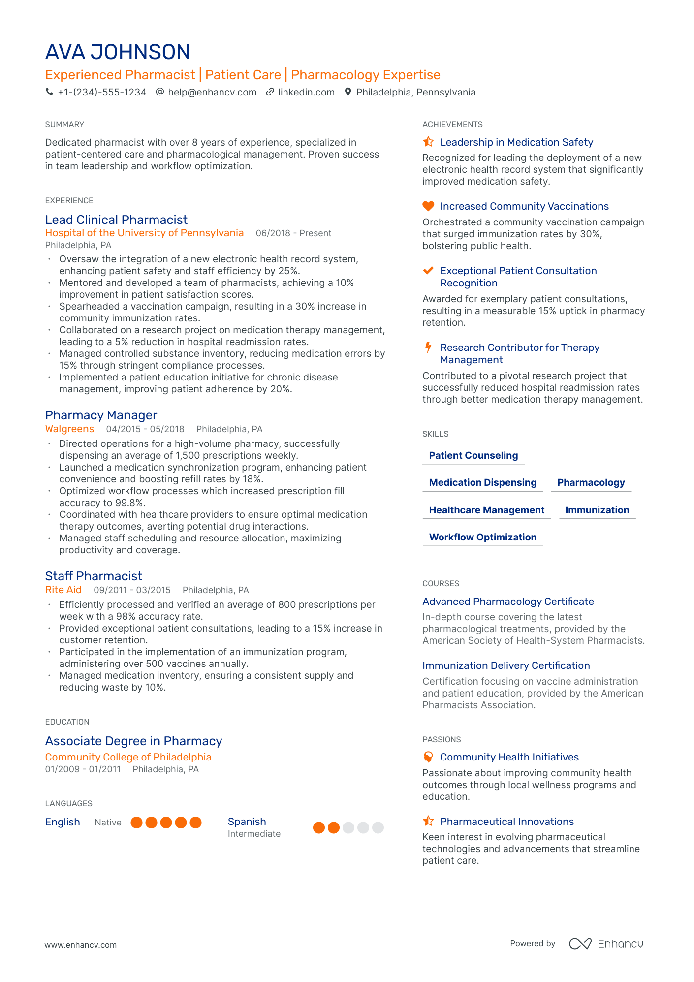 simple resume format for pharmacy