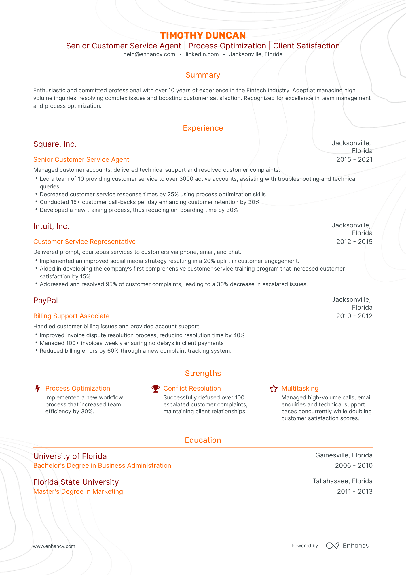 undefined Customer Service Agent Resume Template
