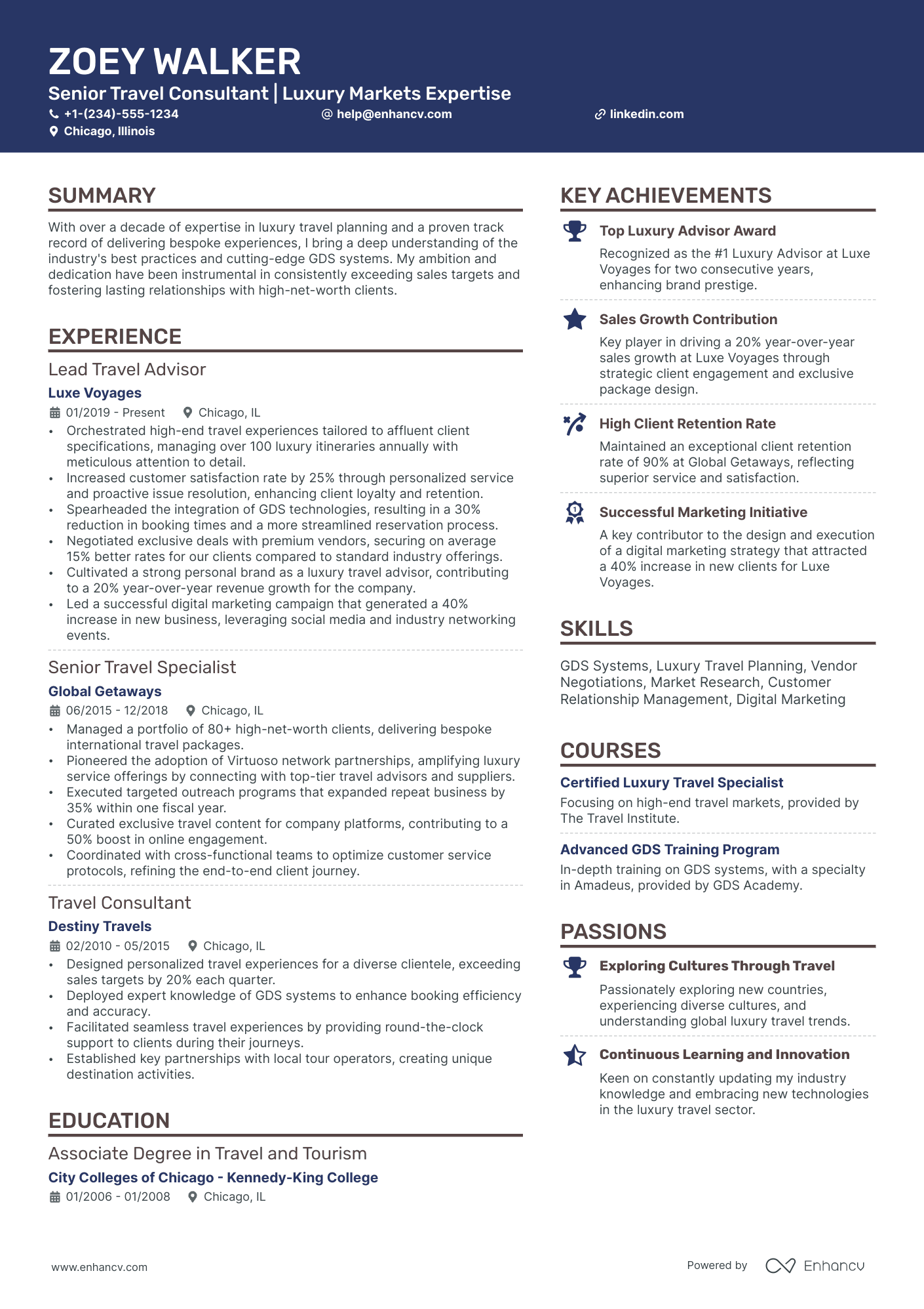 tourism resume sample