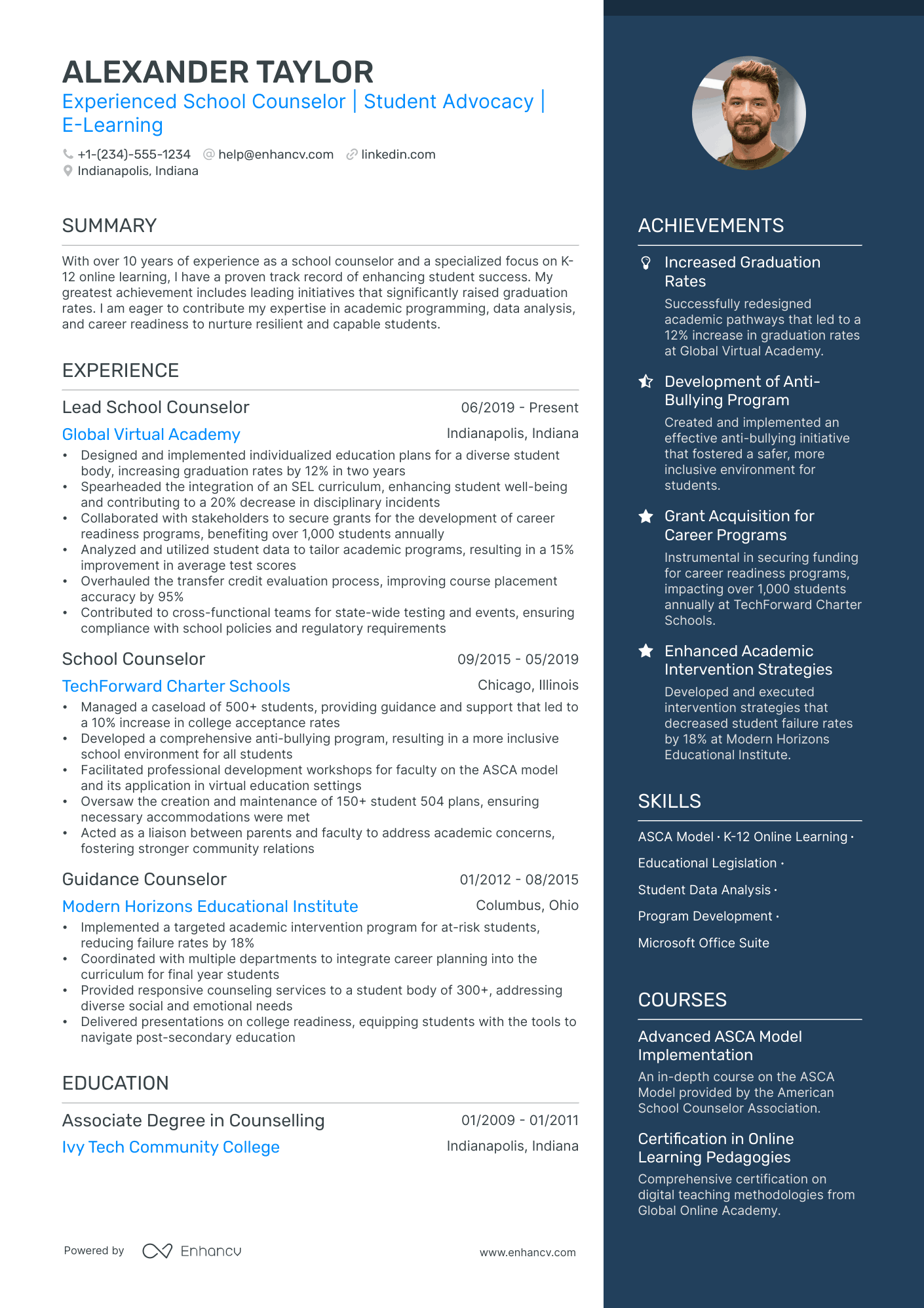 resume format for education counsellor in india