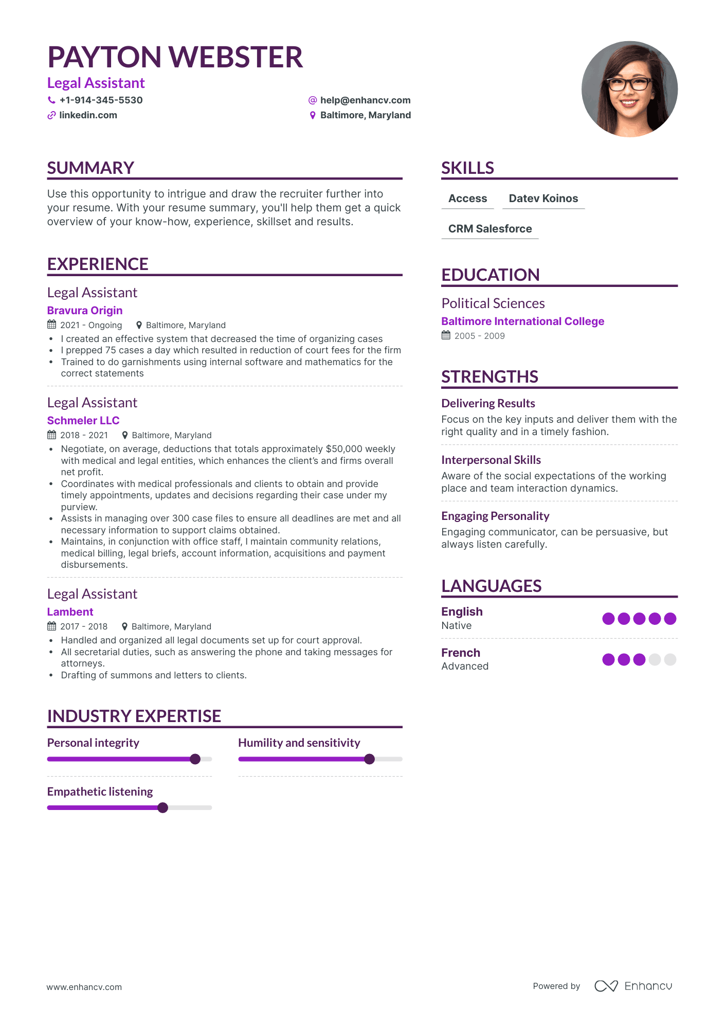 Simple Legal Assistant Resume Template