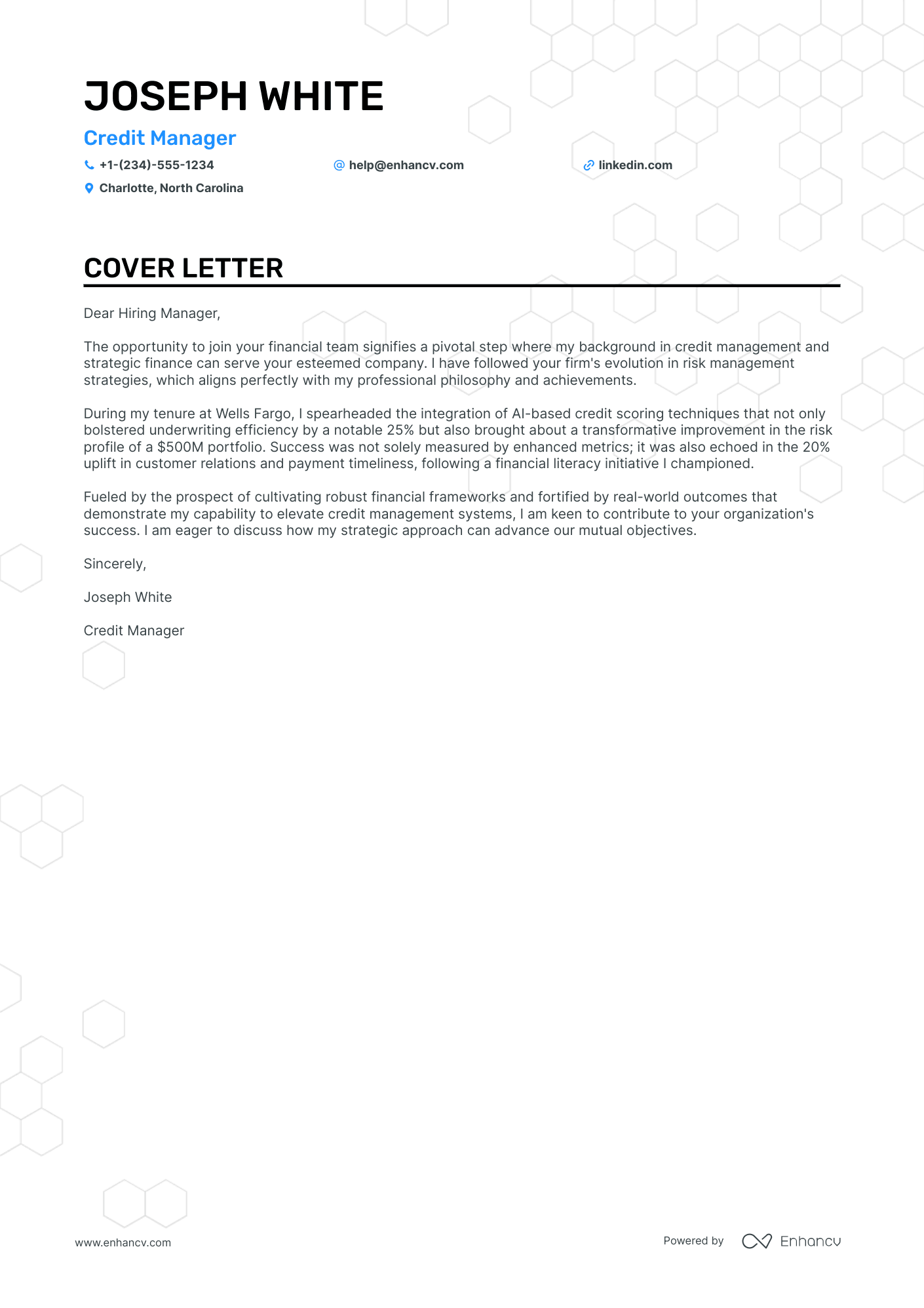 cover letter example for finance job