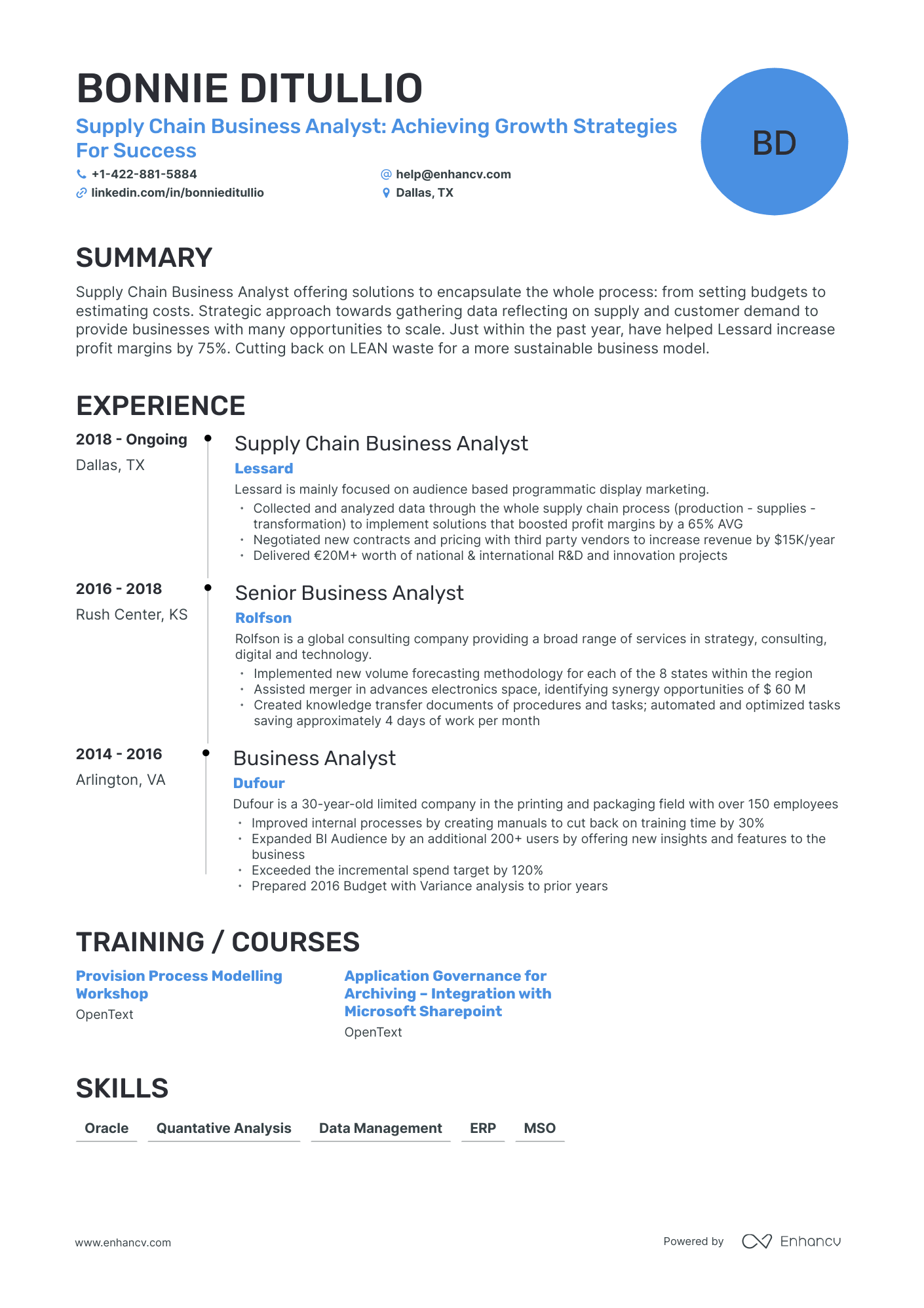 Timeline Supply Chain Business Analyst Resume Template
