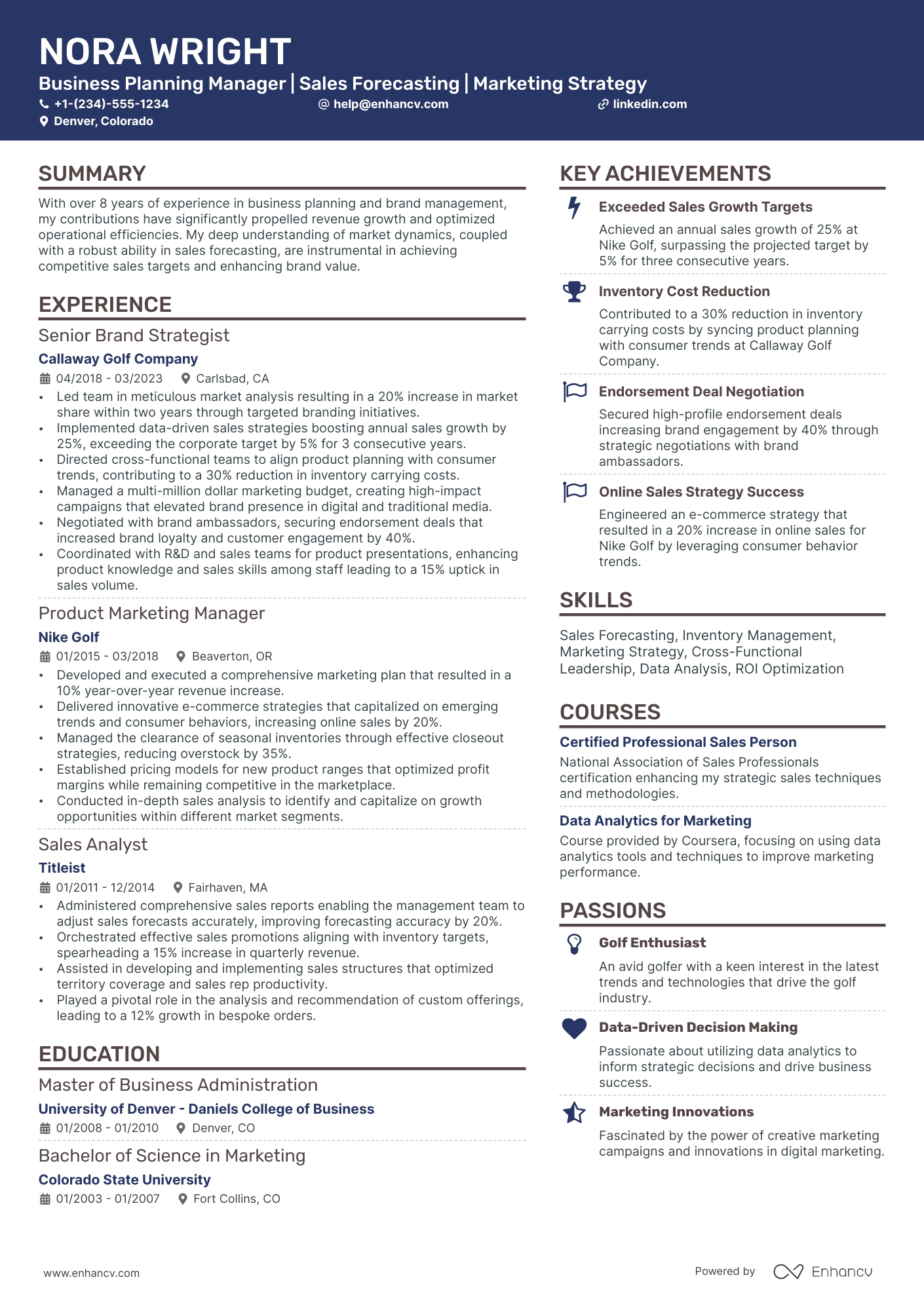 curriculum vitae for business plan sample