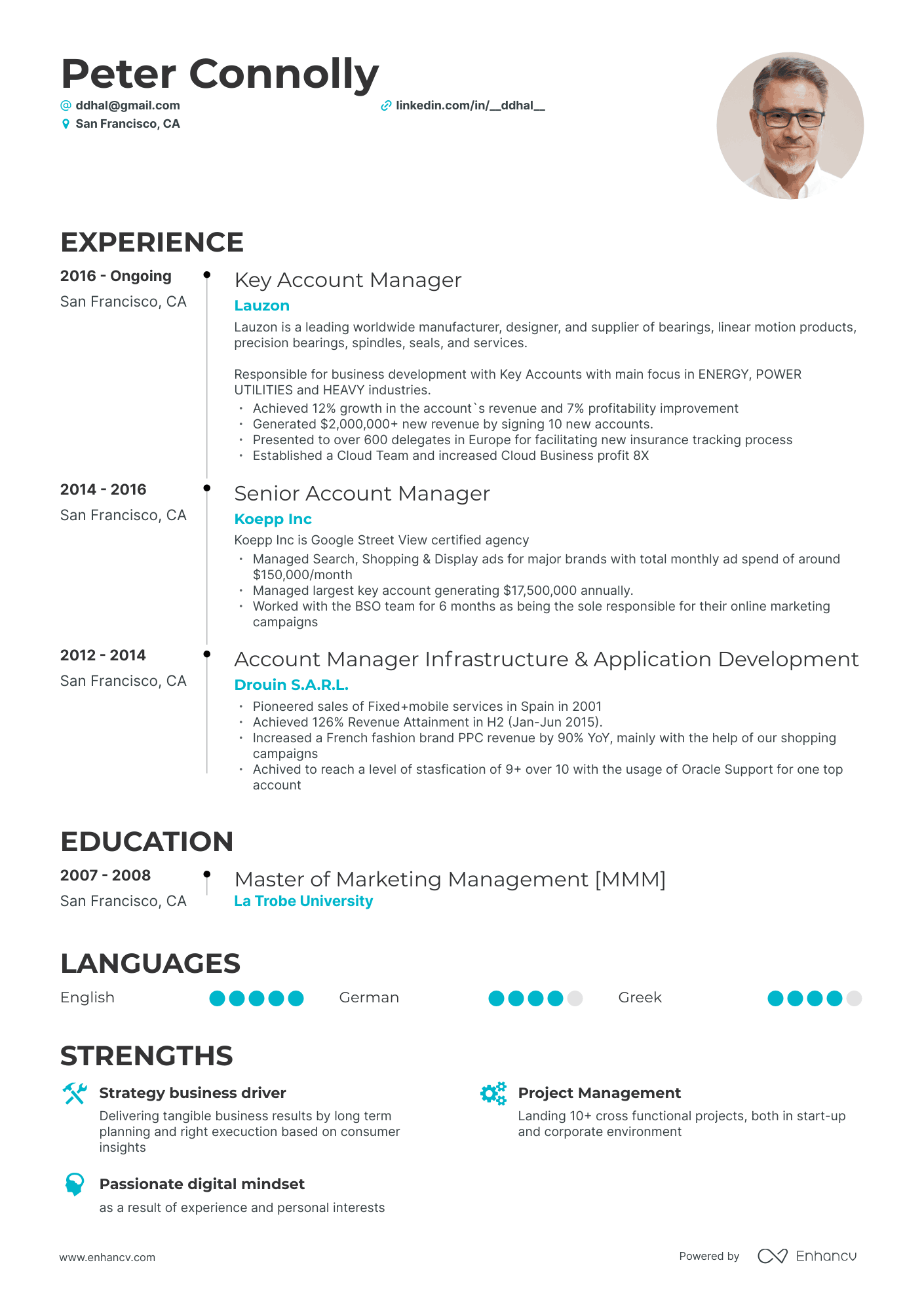 Timeline Account Manager Resume Template